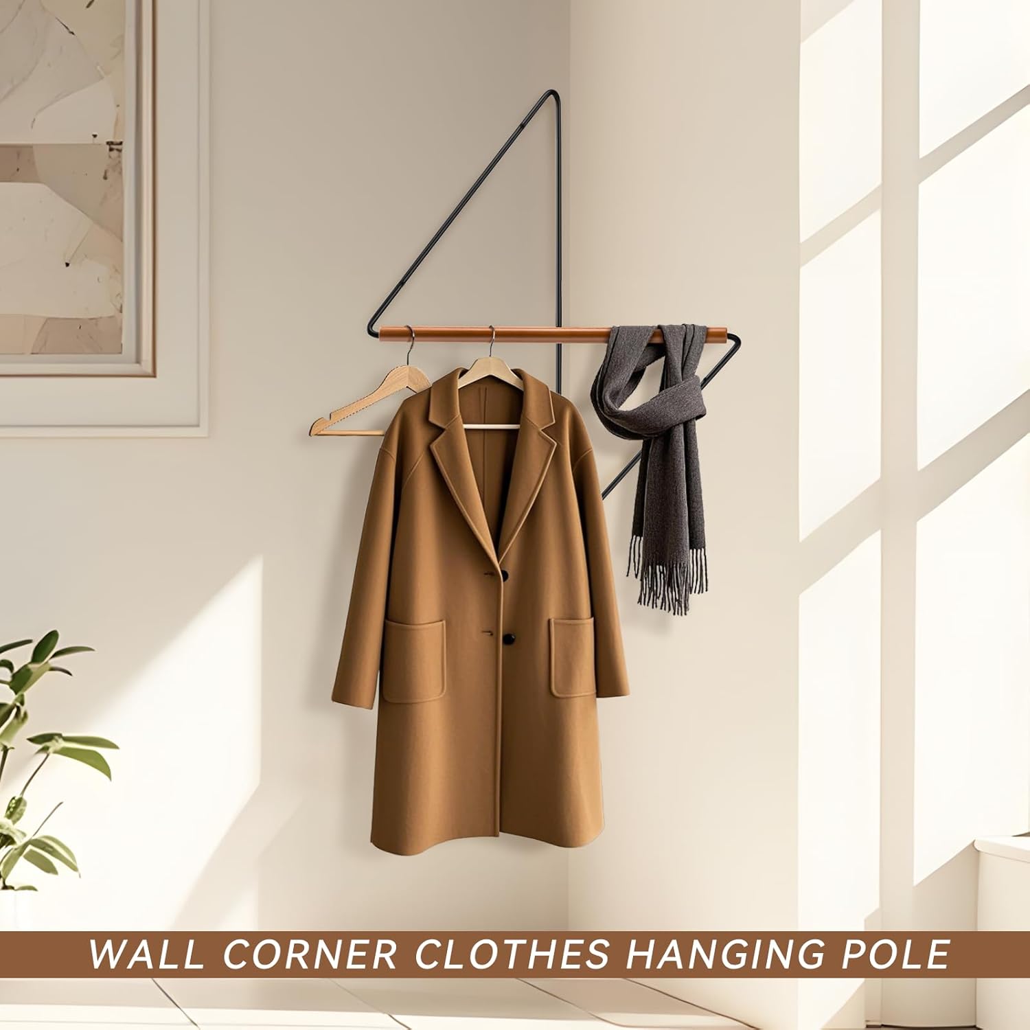 Modern Corner Clothes Rack - Space-Saving Wooden Organizer