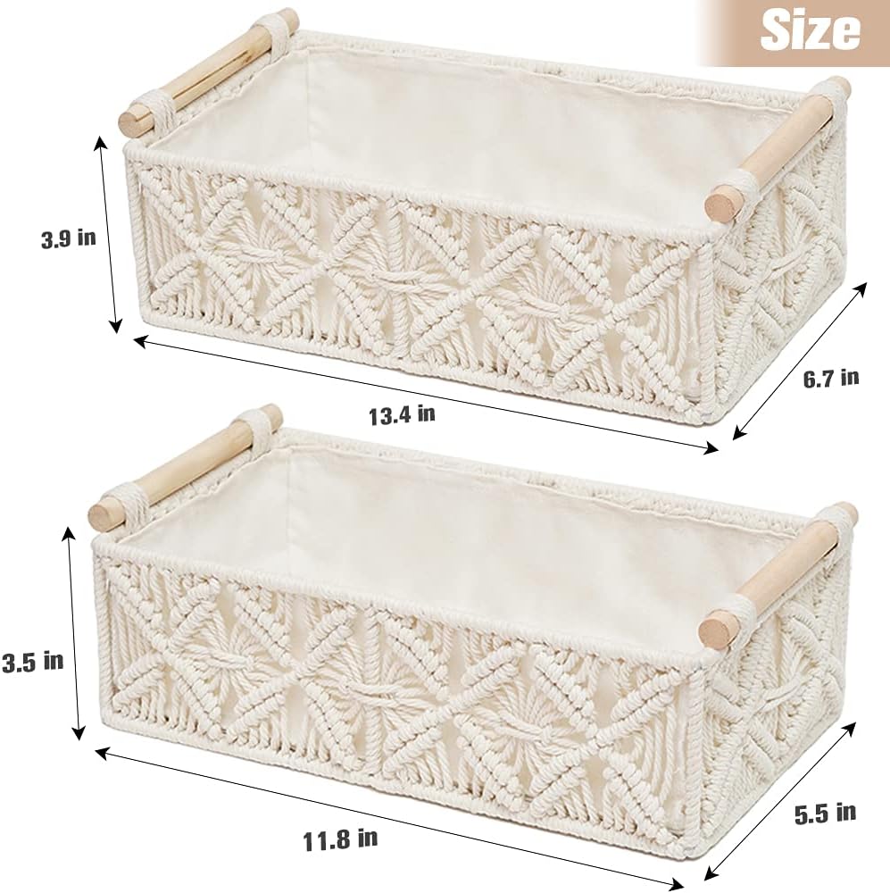 HOSROOME Woven Macrame Storage Baskets Set of 2