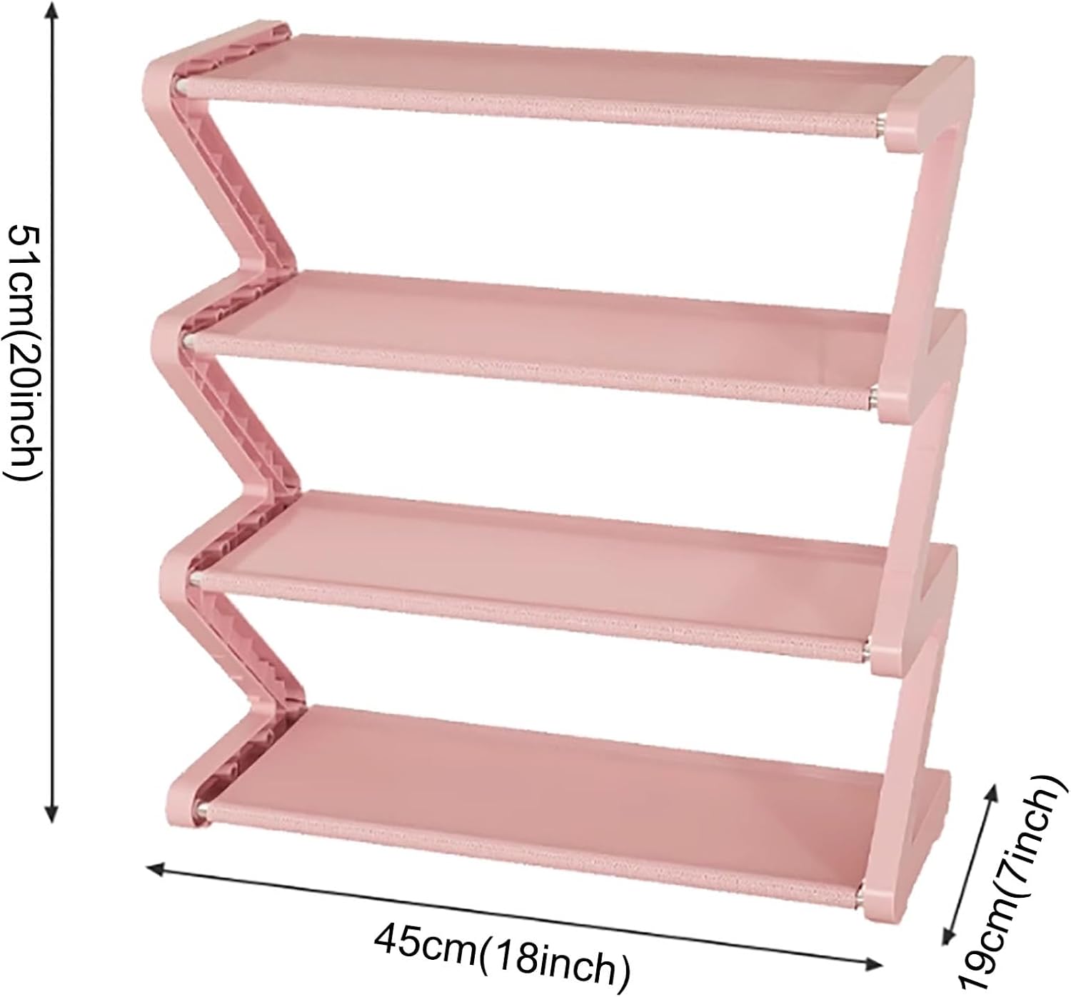 4-Tiers Simple Shoe Rack with Non-Woven Fabric Pink