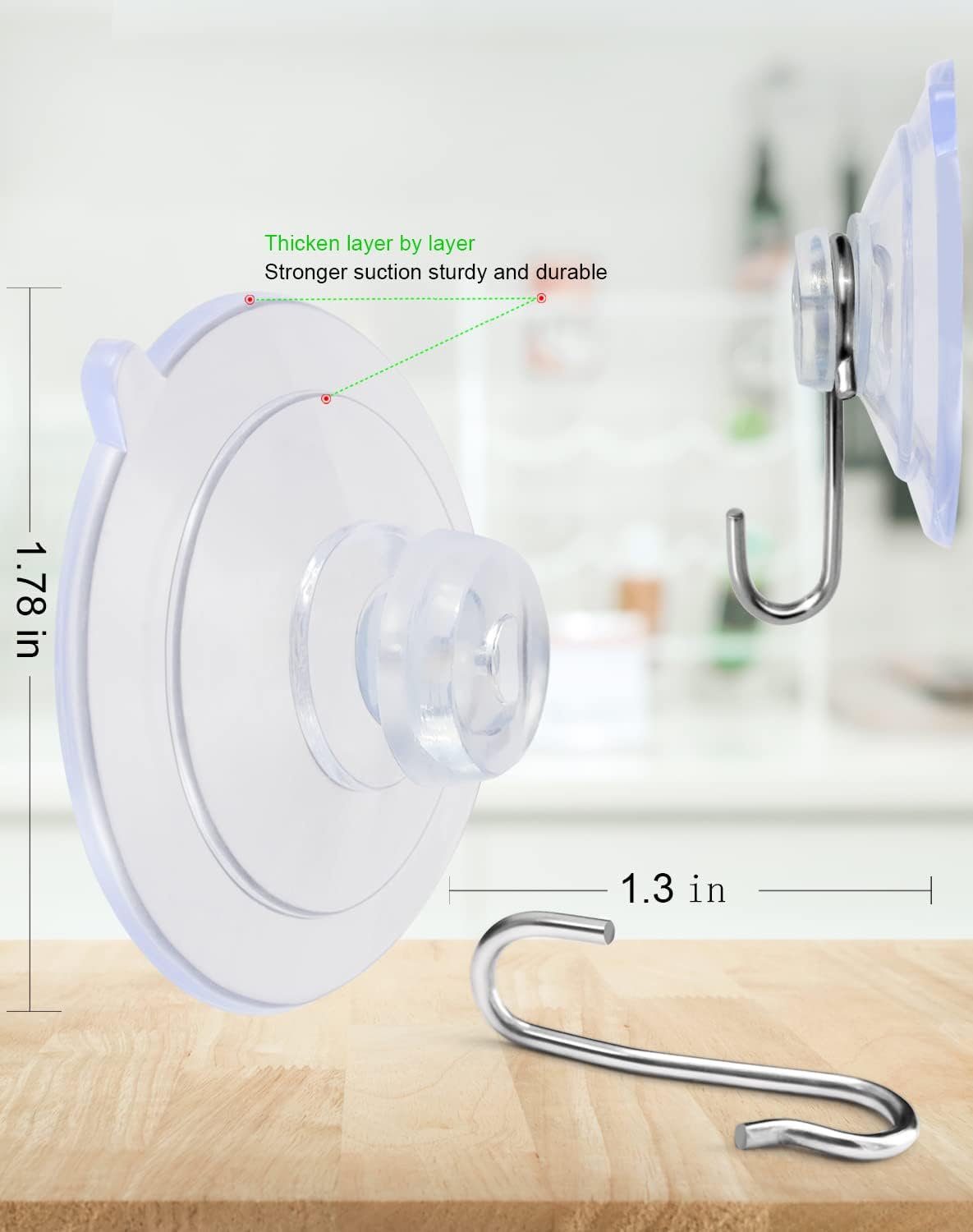 LUPYJI Suction Cup Hooks 15 Pack for Glass Windows and Mirrors