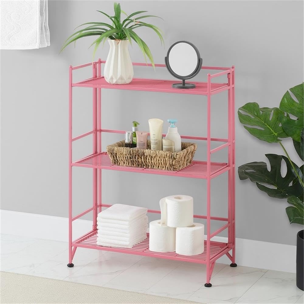 Convenience Concepts Xtra Storage Shelves Pink 3 Tier Folding Metal Organizer Unit