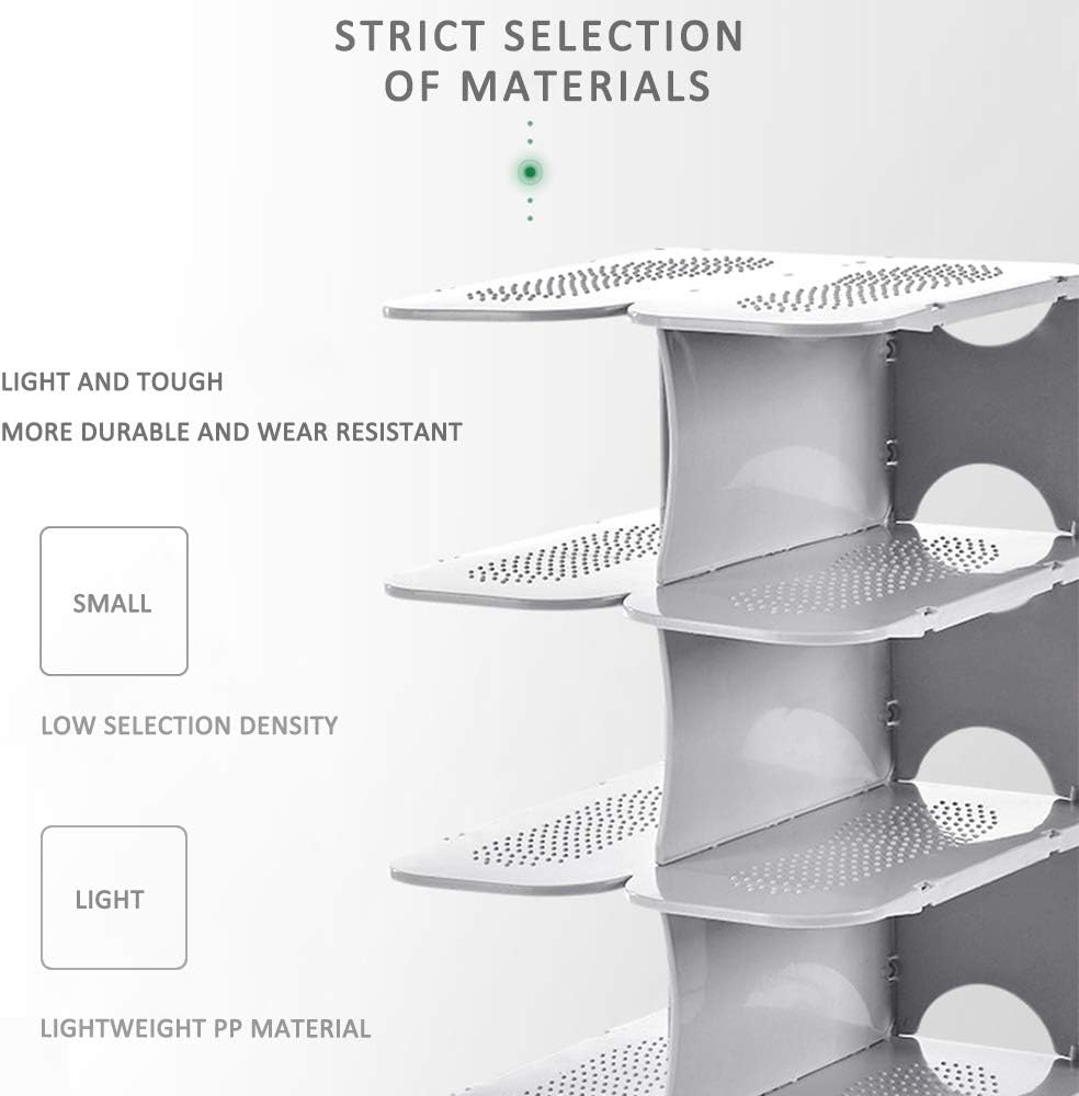 ACPOP 6-Tier Free Standing Shoe Rack Adjustable Vertical Narrow Stackable Organizer for Small Spaces and Entryway Grey