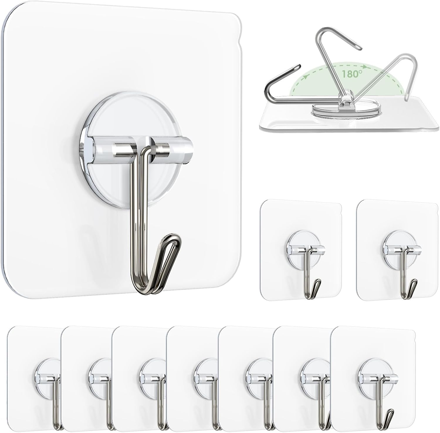 Sticky Wall Hooks 13 lb Clear Removable for Shower Ceiling Kitchen