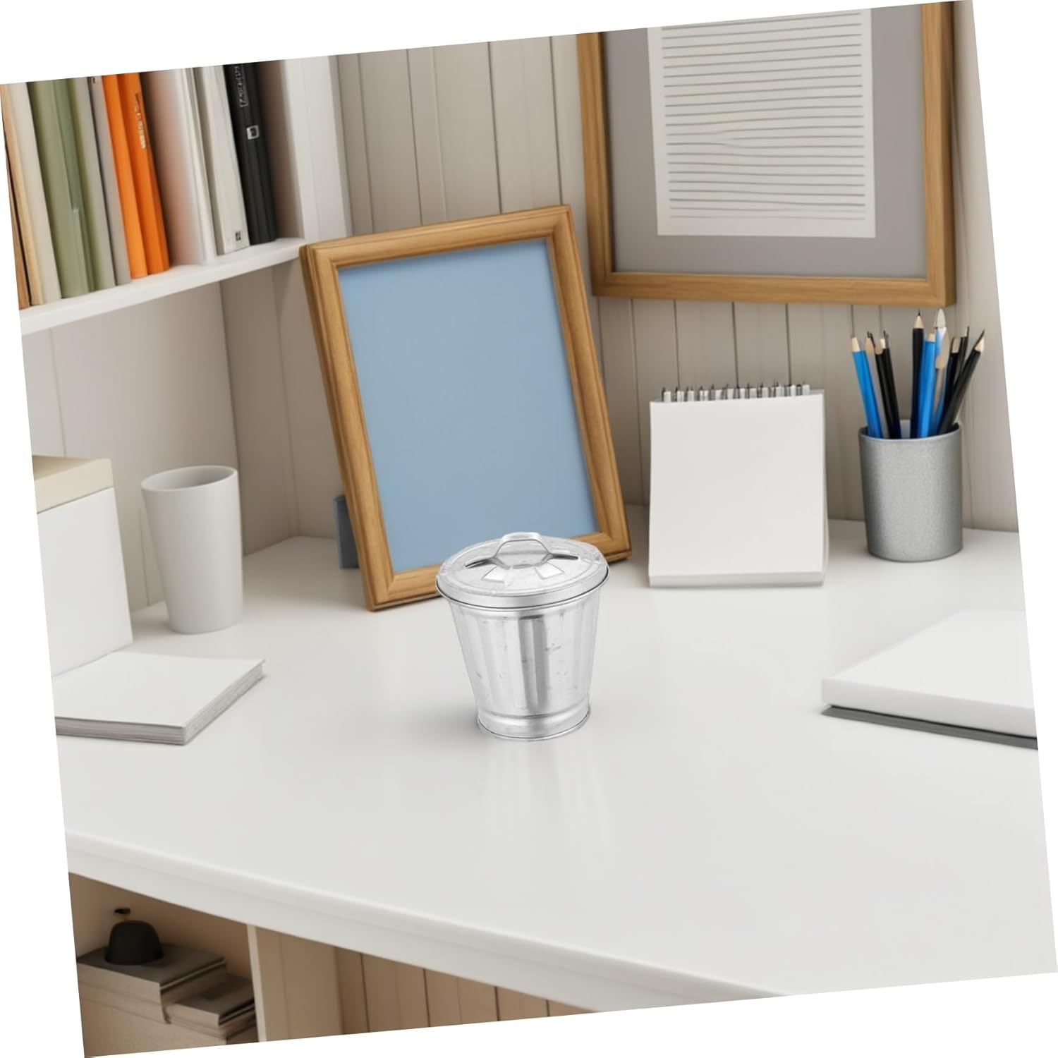 Jojofuny 9 Pcs Metal Mini Trash Can - Space-Saving Storage Bins with Lids