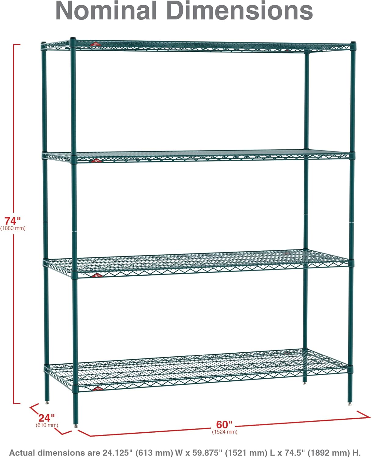 METRO Super Erecta 4 Tier Industrial Wire Shelving Unit with 2000 lbs Capacity