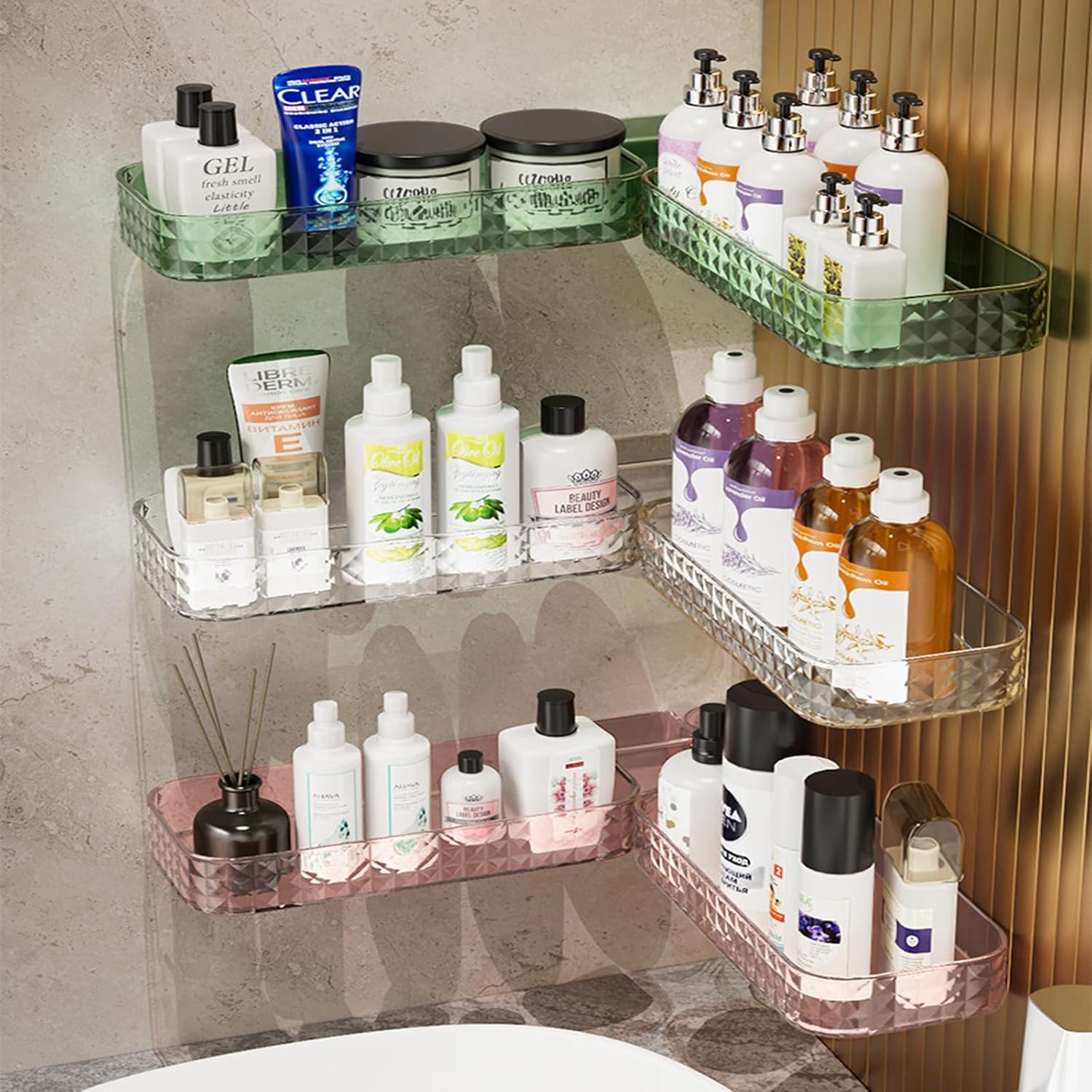 RUIYUE U Shaped Rotating Corner Shelf Pink