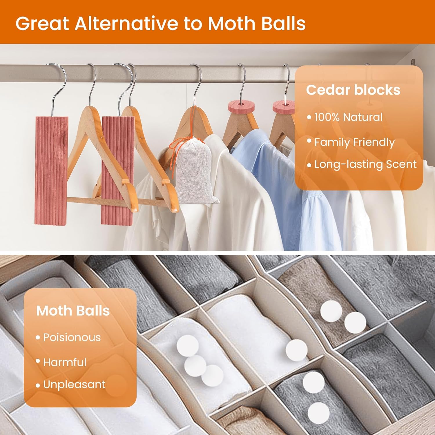 Homode Cedar Blocks for Clothes Storage 40 Pack