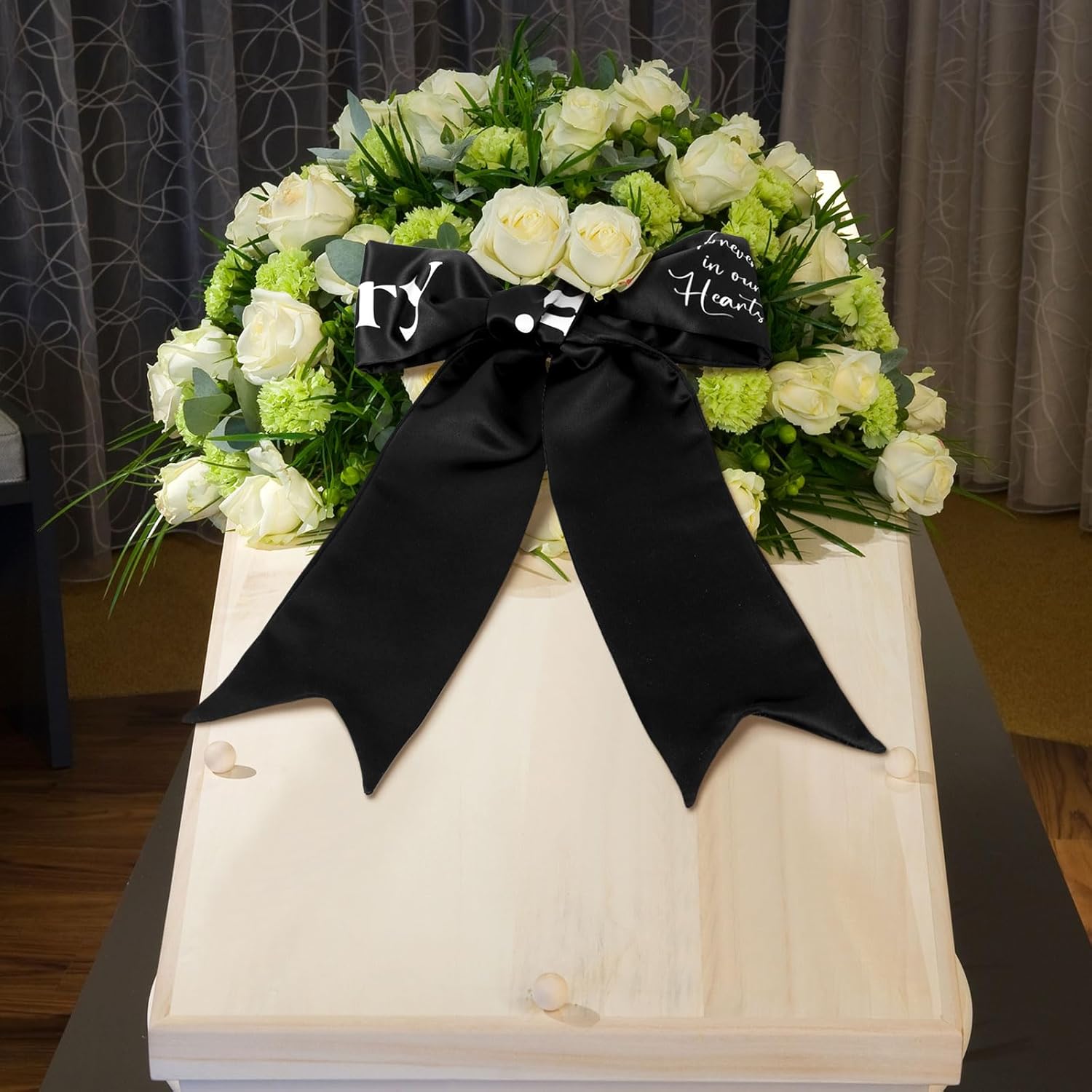Funeral Sash for Casket or Wreath - Black 58x4 Inch