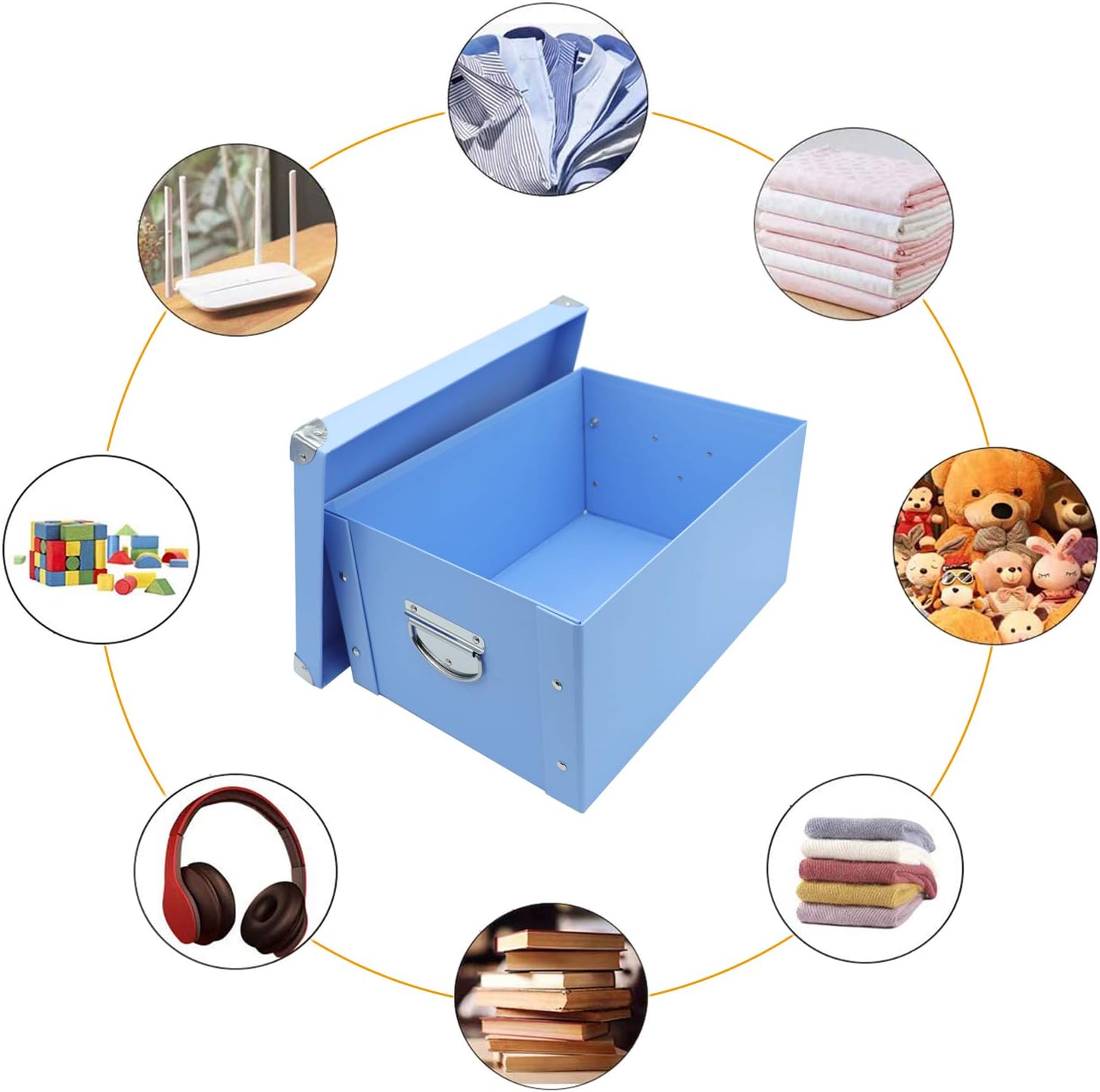 GUOZI Collapsible Storage Box with Handles and Metal Corners