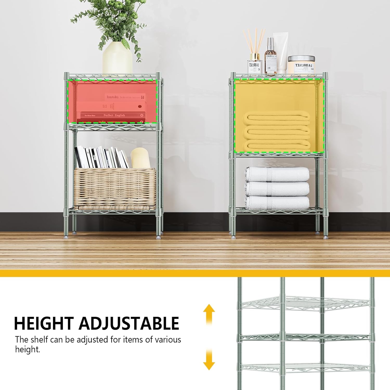 750 Lbs 3-Shelf Wire Shelving Unit for Small Spaces