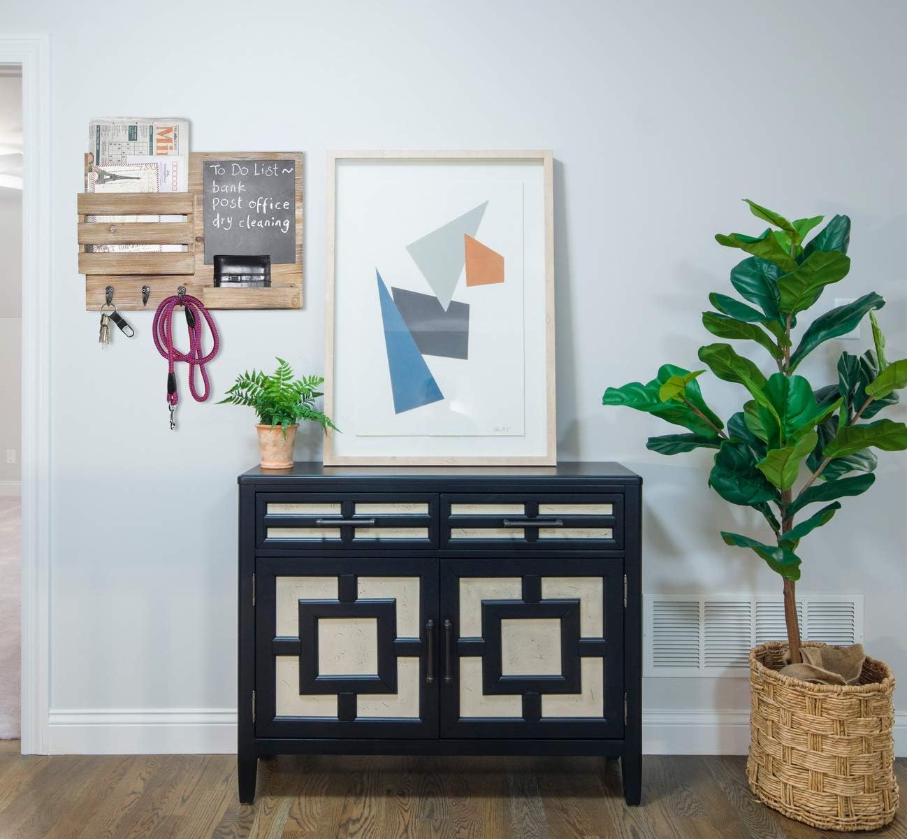 Rustic Key Hooks Holder with Chalkboard