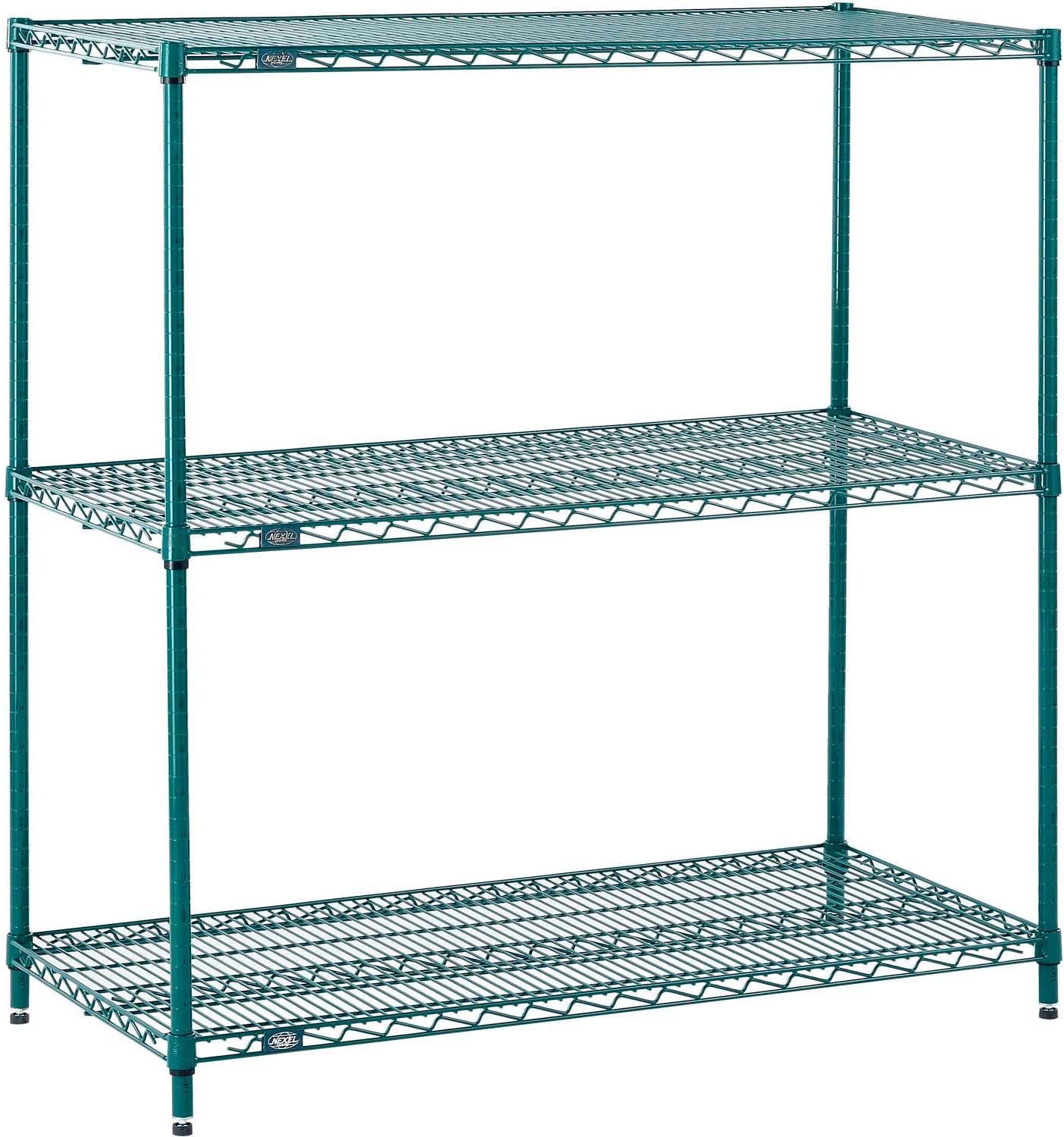 Nexel 3 Tier Wire Shelving Unit Poly-Green 36x14x34