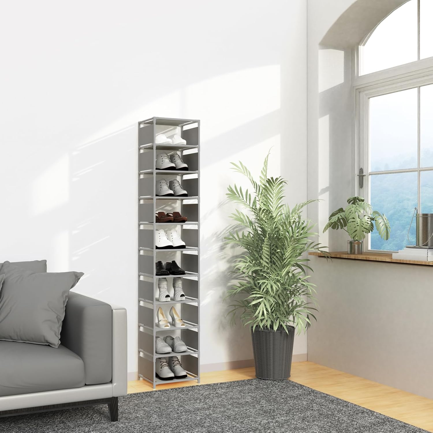 Vertical Shoe Rack with 10 Tiers for Small Spaces