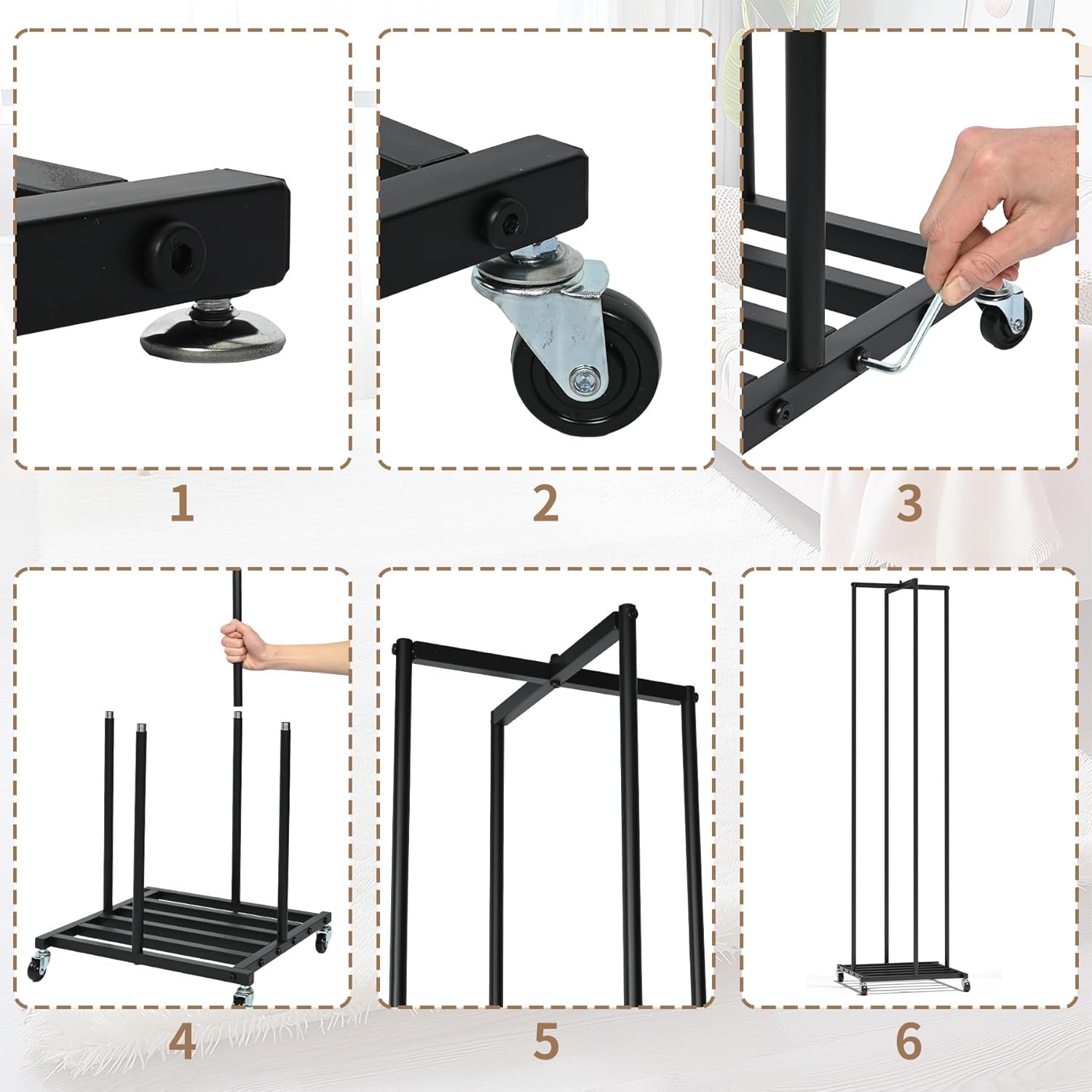 Pillow Storage Rack with Adjustable Height and Mobile Wheels