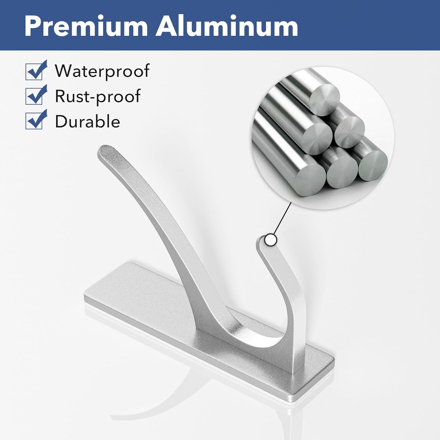 Self-Adhesive Heavy Duty Stainless Coat Hooks 10-Pack Silver