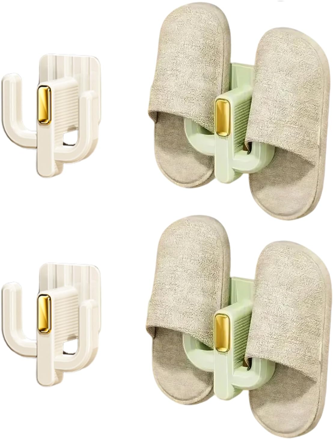 4 Pack Wall Mounted Shoe Rack - White Green Hanging Organizer