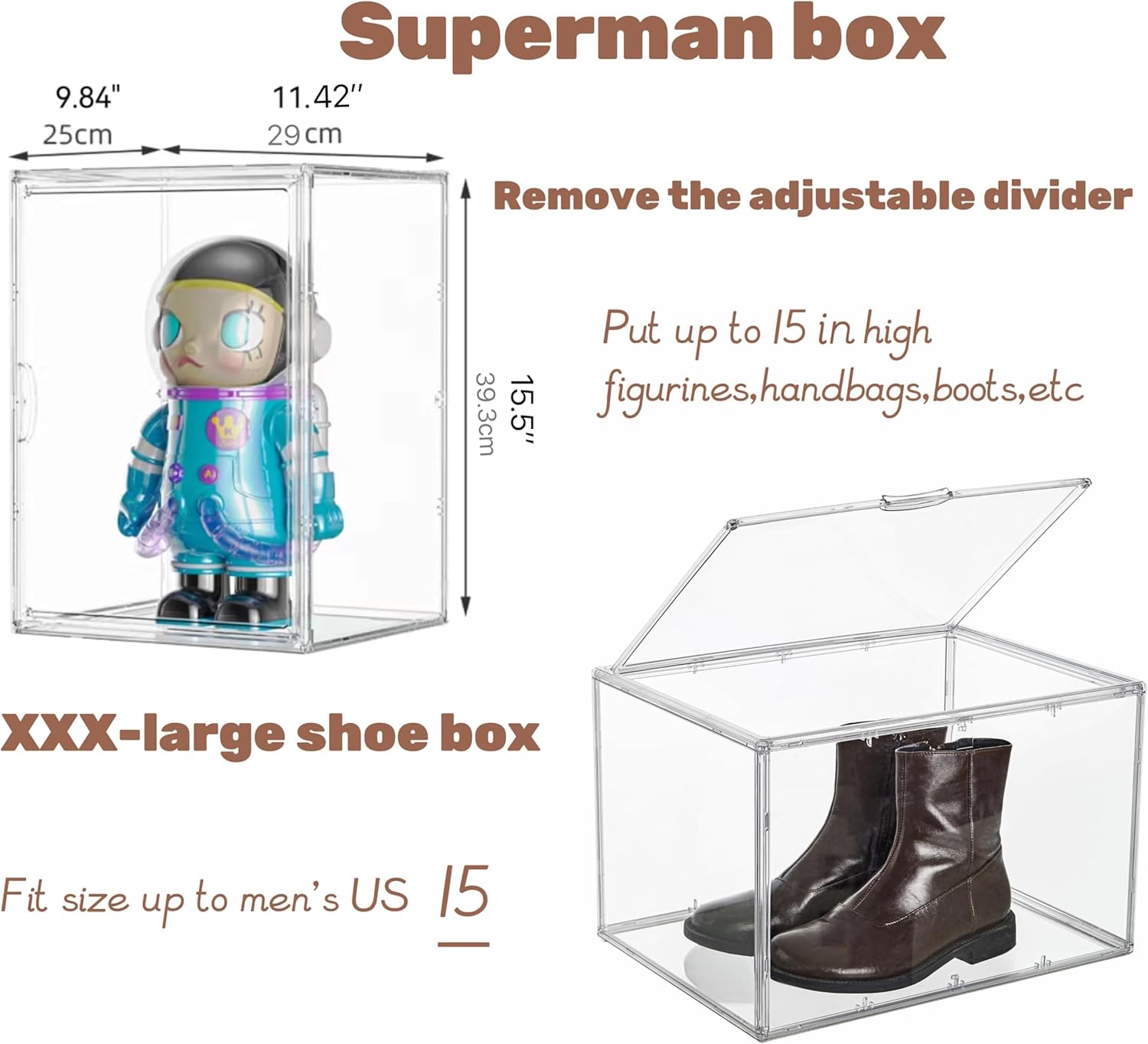 Attelite XX-Large Clear Display Case Stackable Plastic Storage Bins with Lid