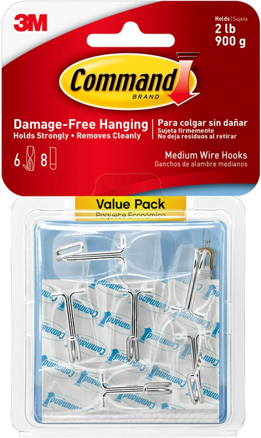 Command Medium Clear Wire Toggle Hooks 6-Piece