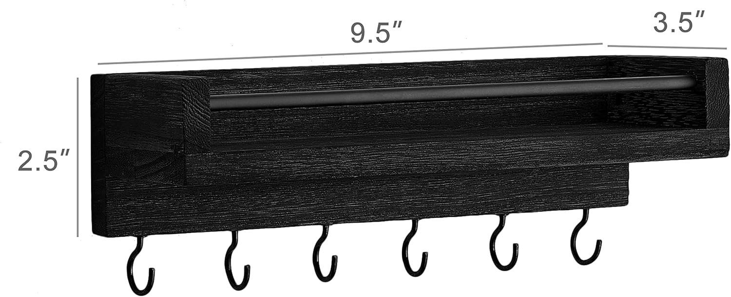 Mkono Key Holder Wall Mounted 95 Inch Rustic Shelf