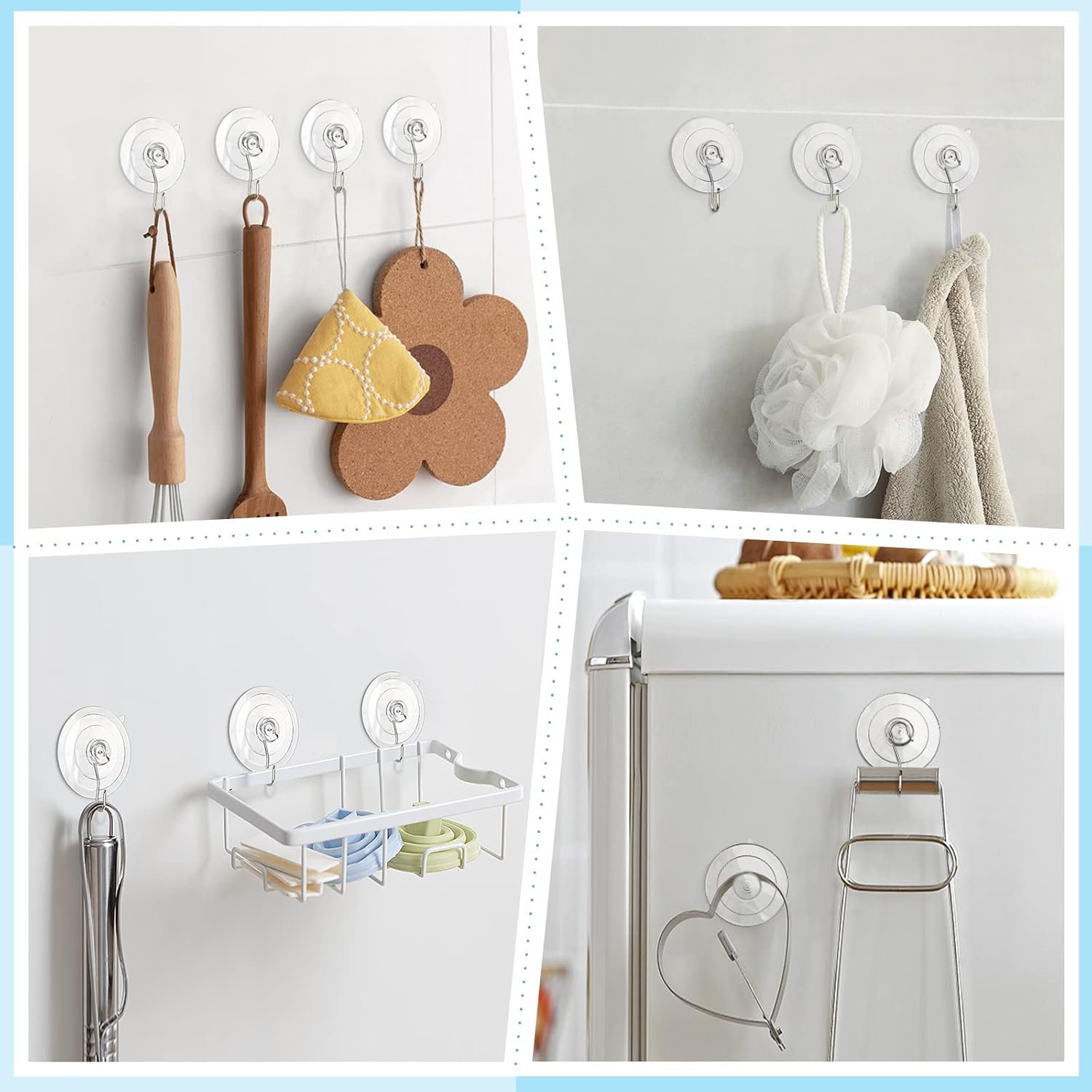 VISV Suction Cup Hooks 12 Pcs Clear with Metal Hooks