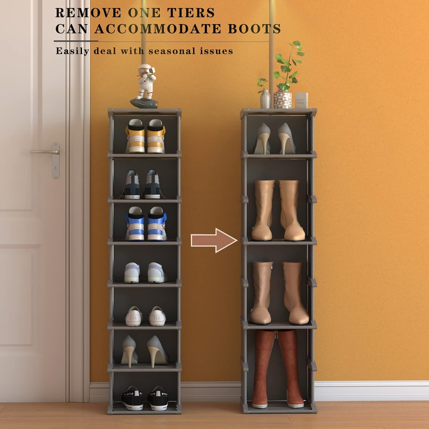 AFOORD Narrow 8 Tier Shoe Rack Tower Organizer