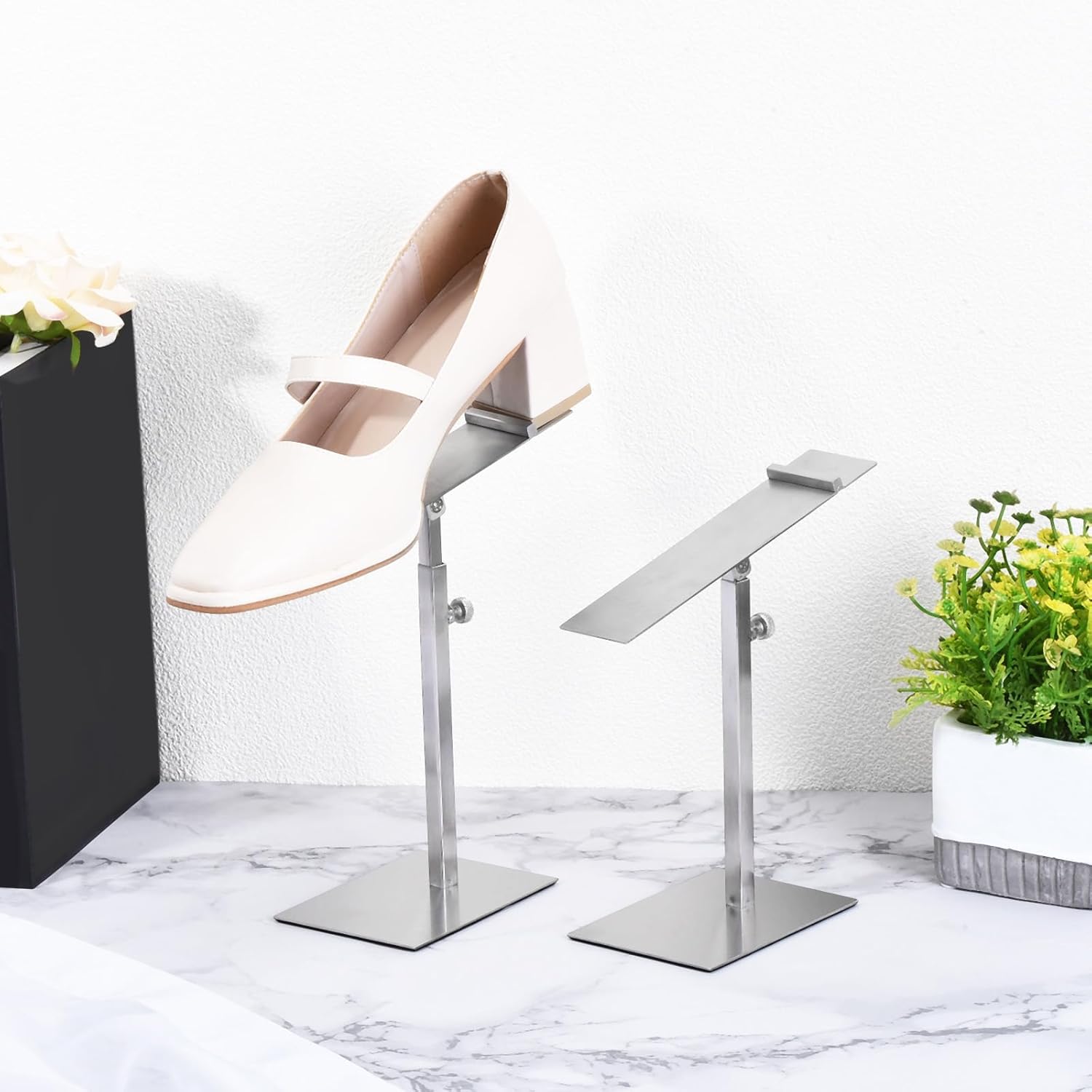 Uxcell Adjustable Shoe Display Stand 2 Pack Silver Metal