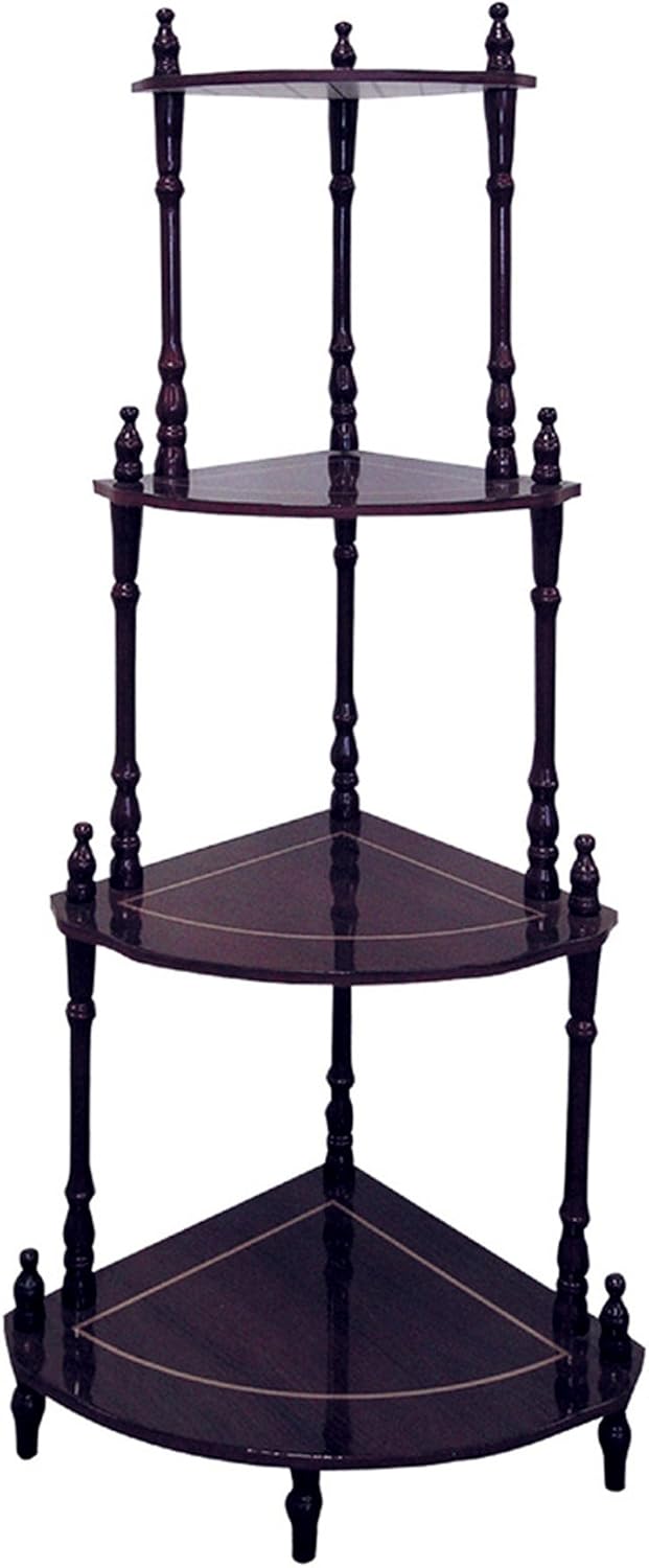 39 Inch Tall 4 Tier Wooden Corner Shelf Cherry