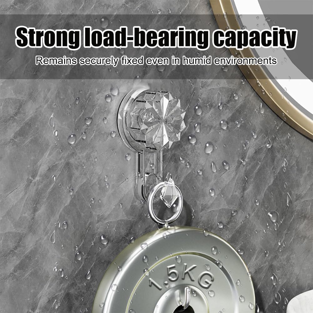 4Pcs Suction Hooks Heavy Duty Wreath Hangers Waterproof Reusable for Bathroom Kitchen Bedroom Living Room Cabinet