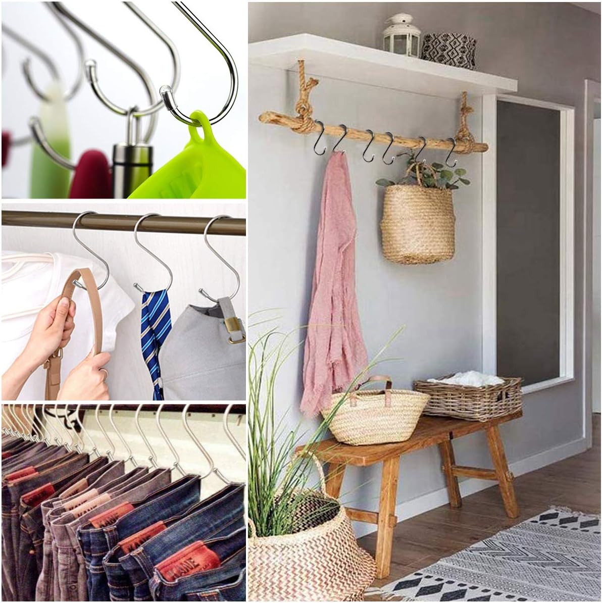 18 Pack S Shaped Heavy Duty Hooks for Kitchen Bathroom Garage Bedroom Garden