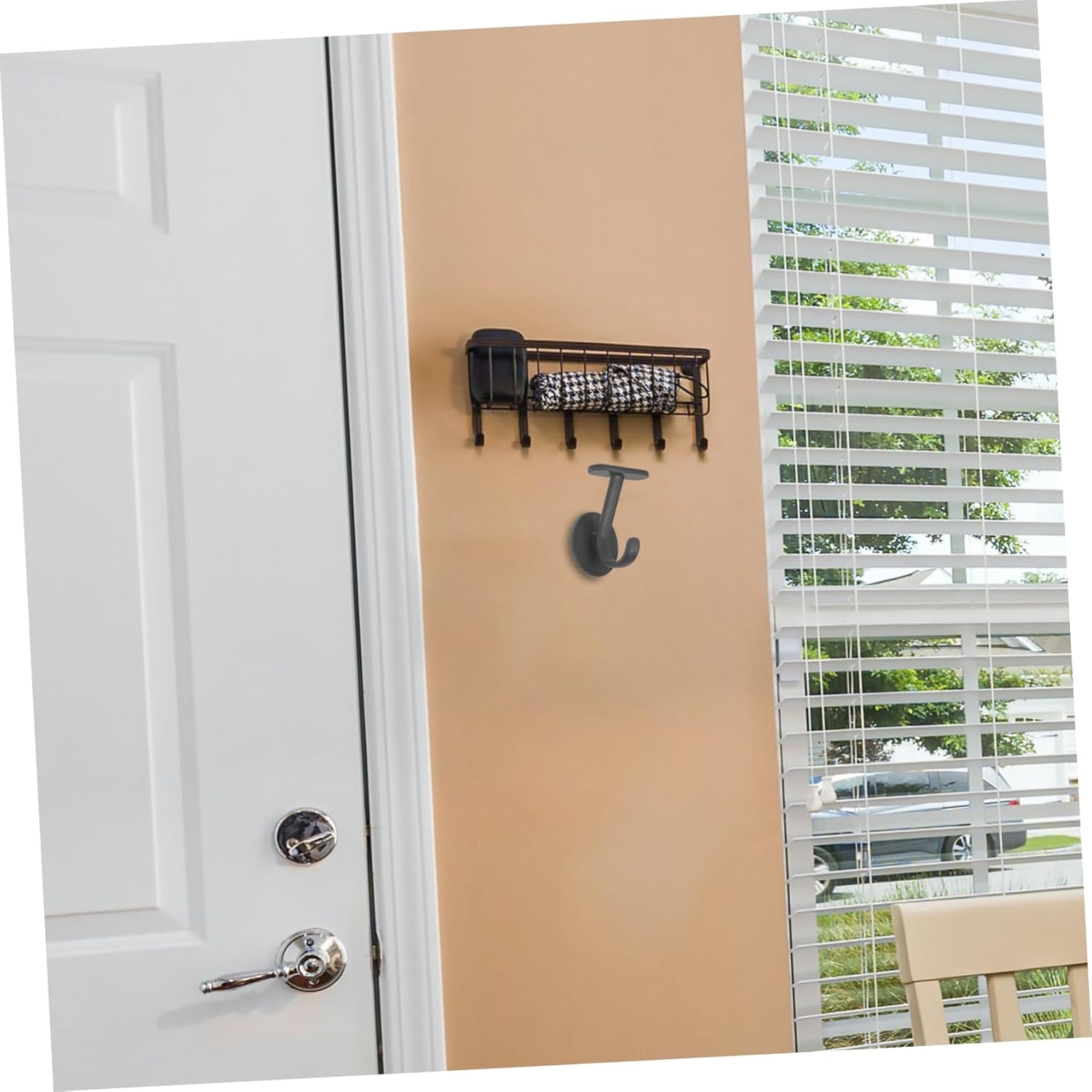 CHILDWEET 6pcs Heavy Duty Adhesive Wall Hooks Gray Design for Hats Bags Towels