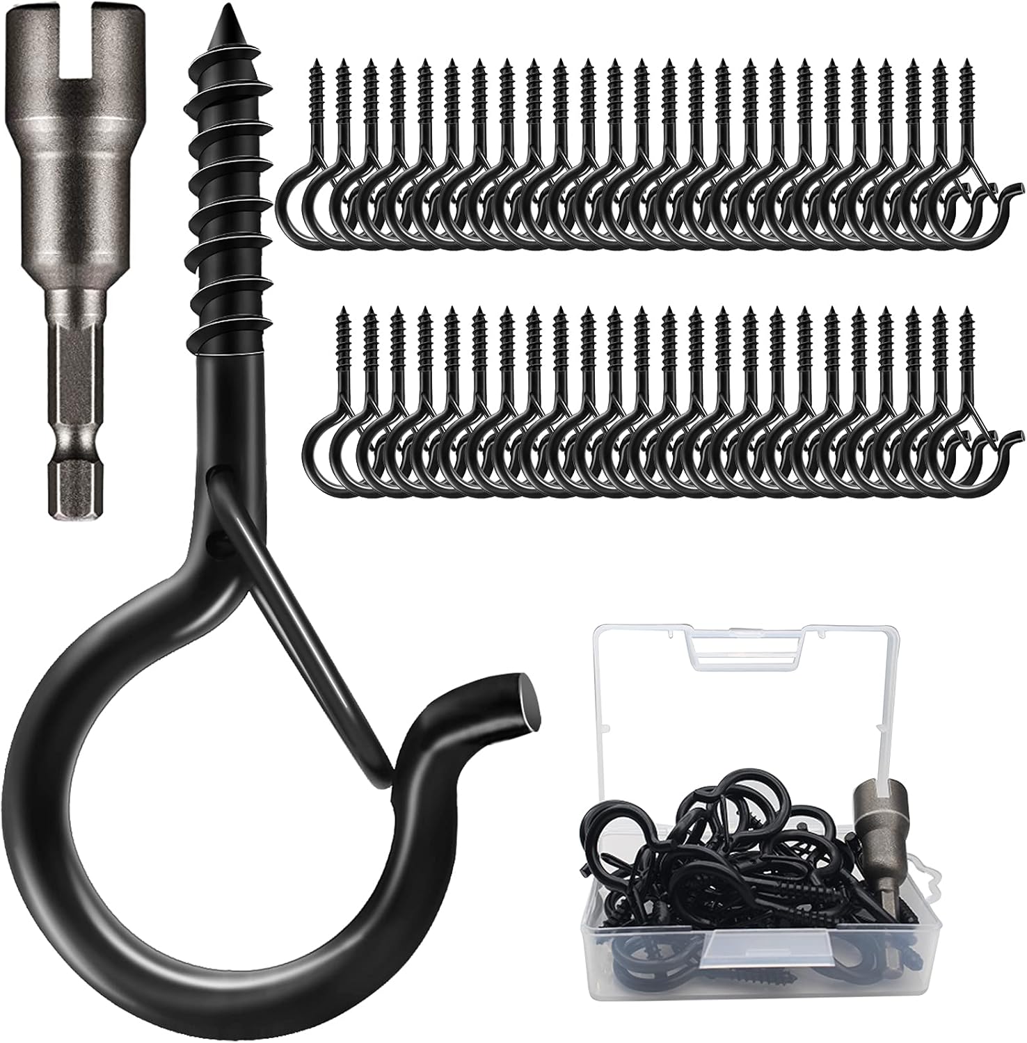 50 PCS Q-Hanger Screw Hooks with Safety Buckle Design
