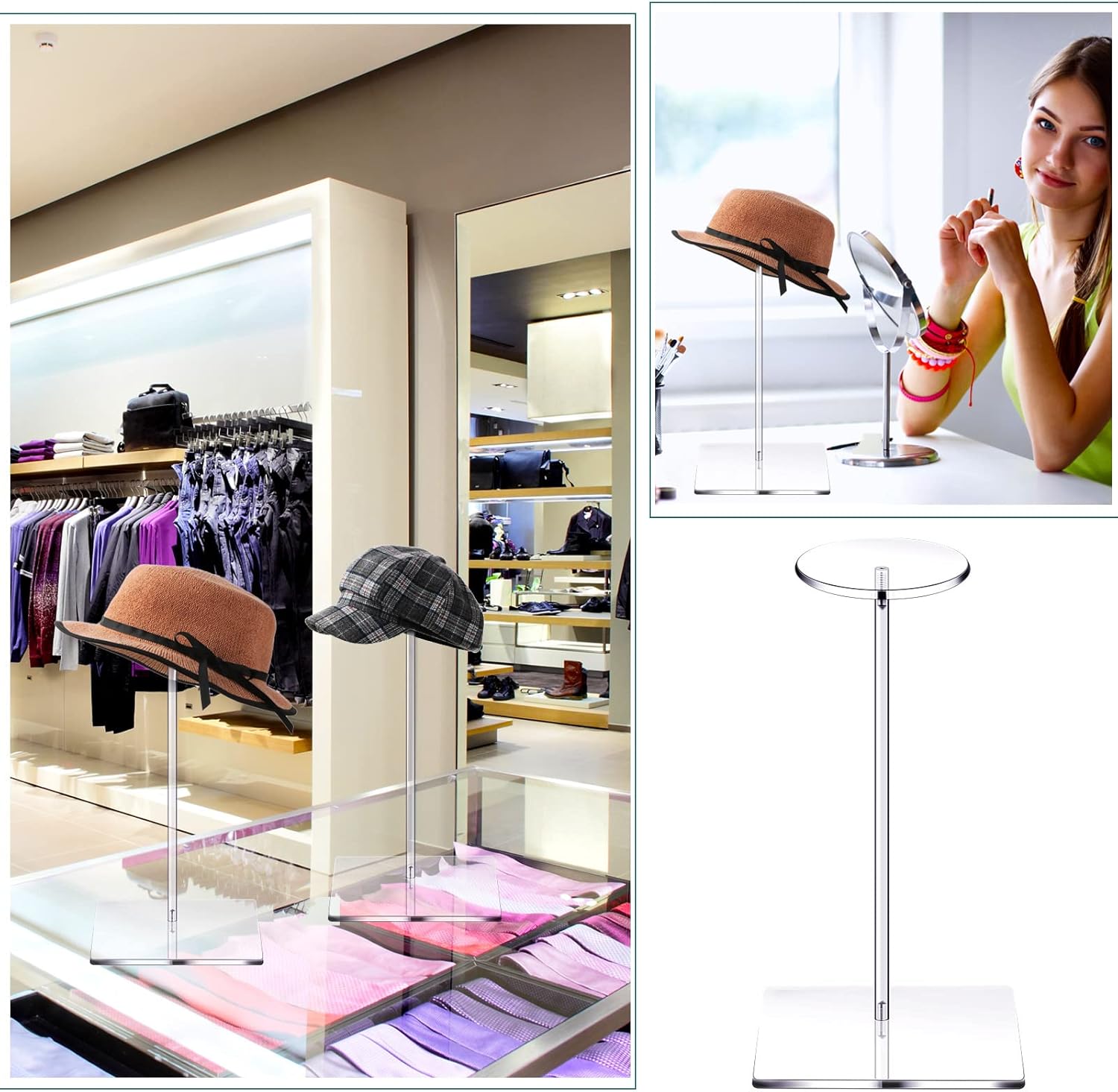 Chunful 4 Piece Acrylic Hat Stand Display Rack
