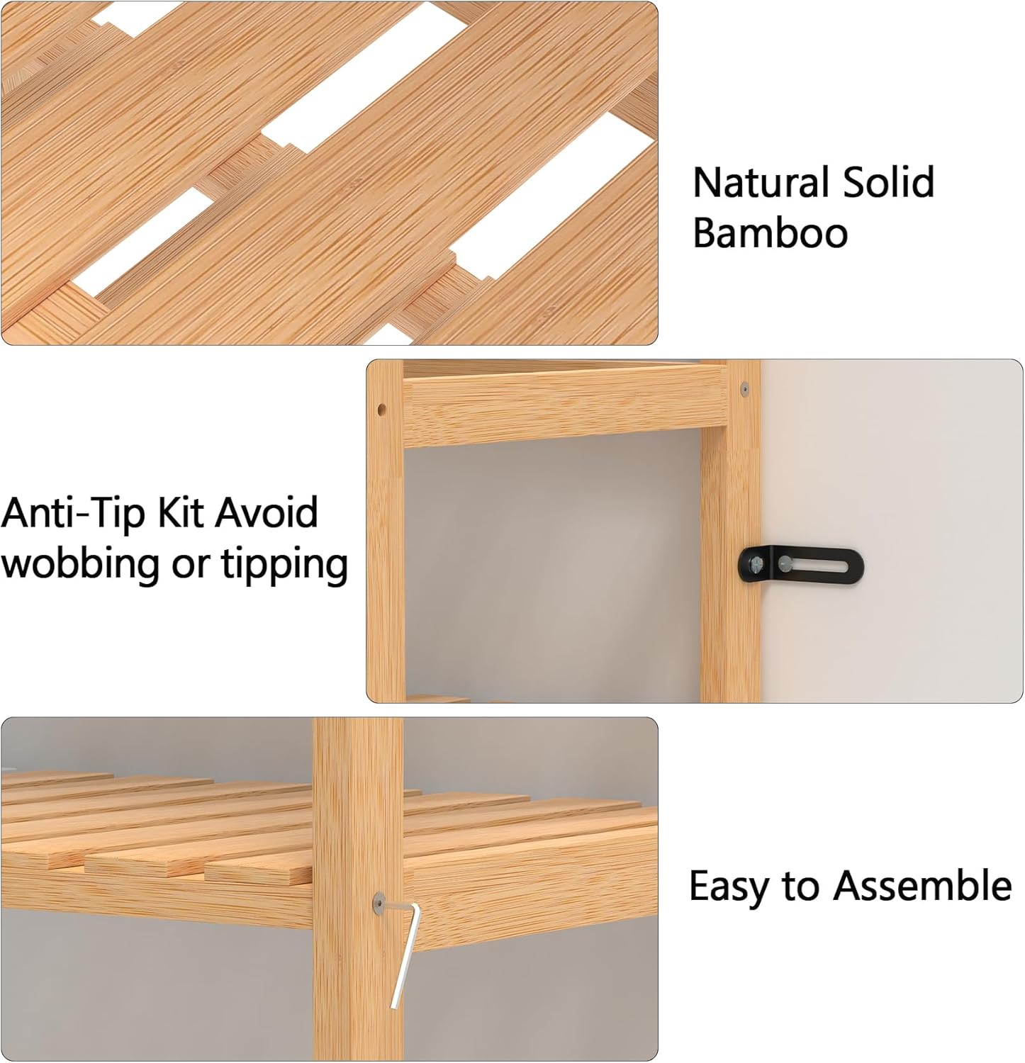 VASMIA 6-Tier Bamboo Shelf Bookcase Storage Unit