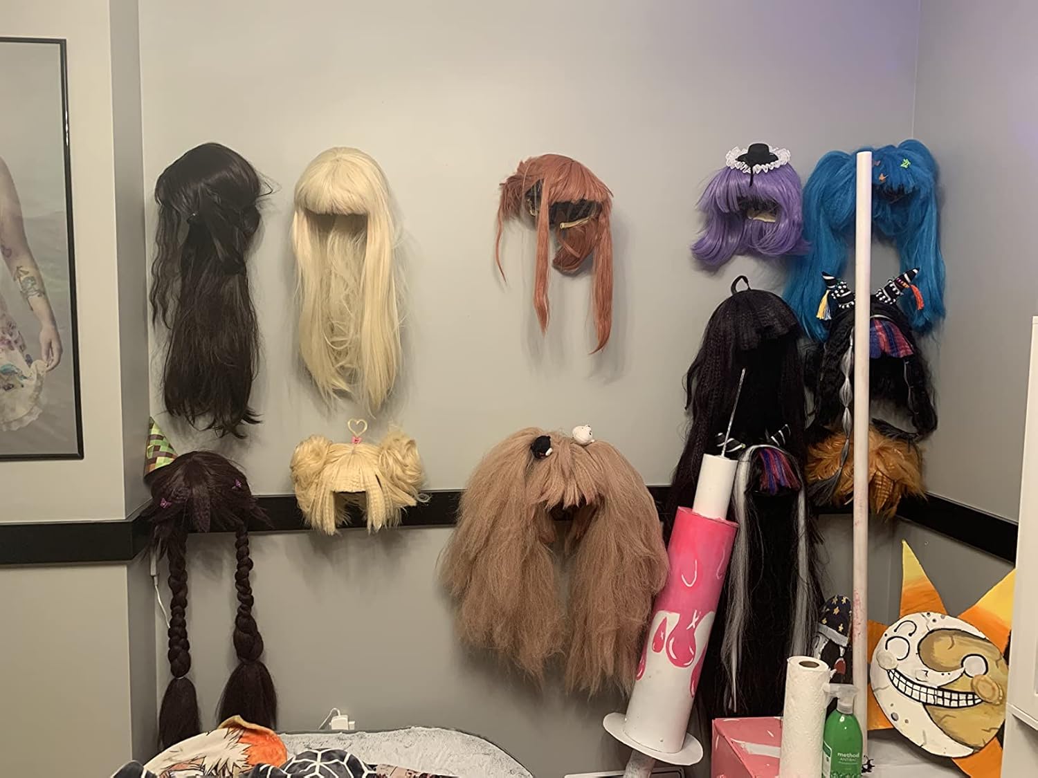 Pmsanzay 4 Pack Wall Mount Wig Stand Holders