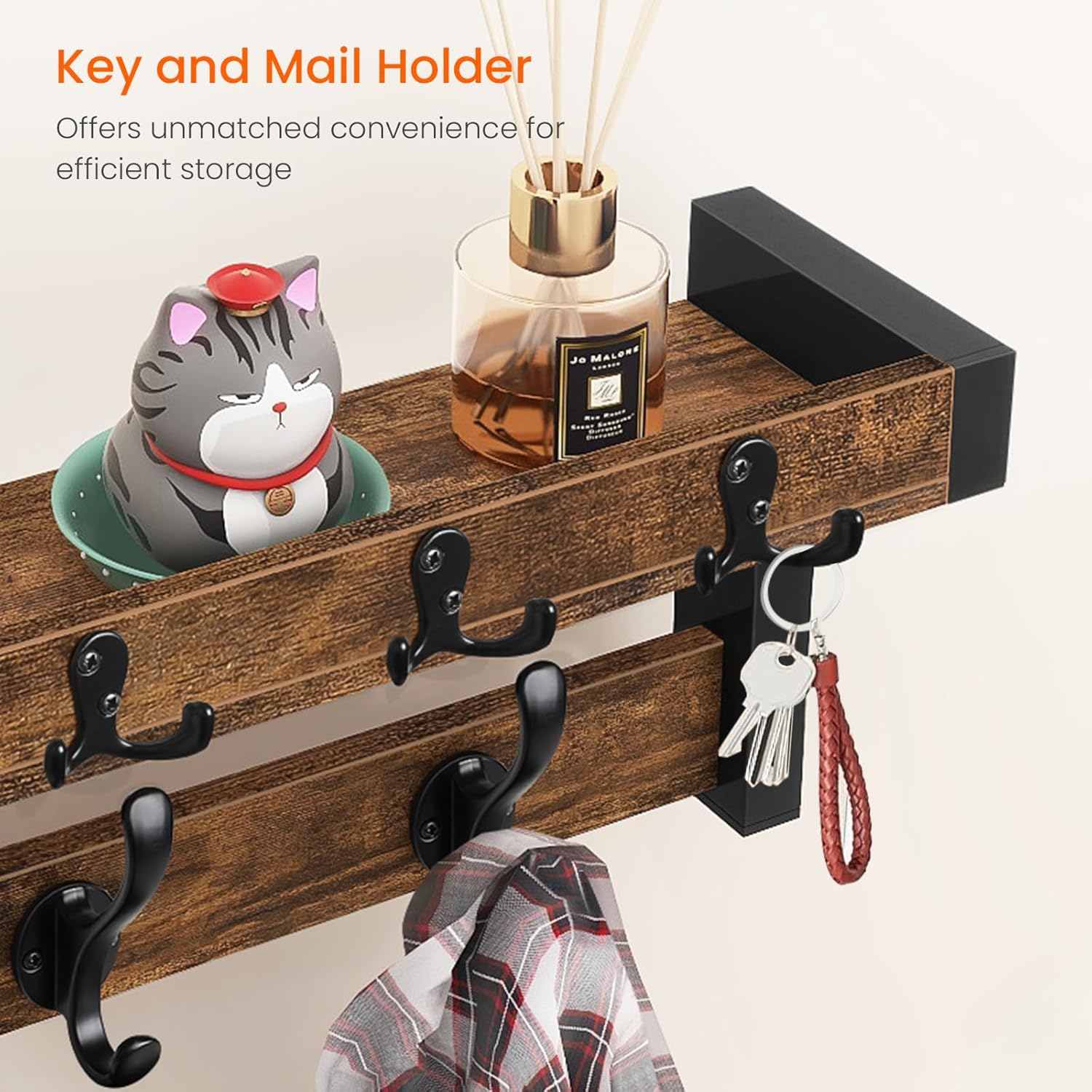 Homode Wall Mount Coat Rack with Shelf and Hooks