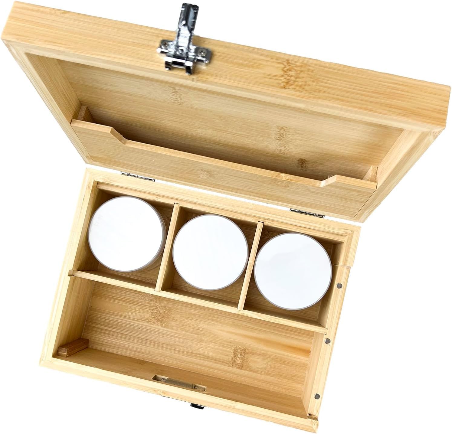 Large Bamboo Stash Box with Combination Lock 3 Jars