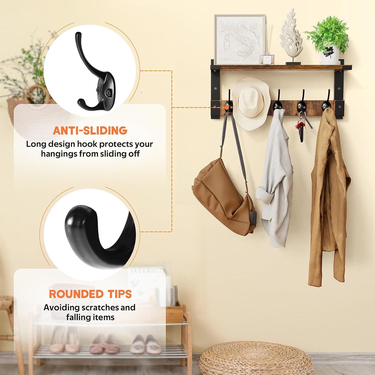 Oraich Wall Hooks with Shelf Coat Rack