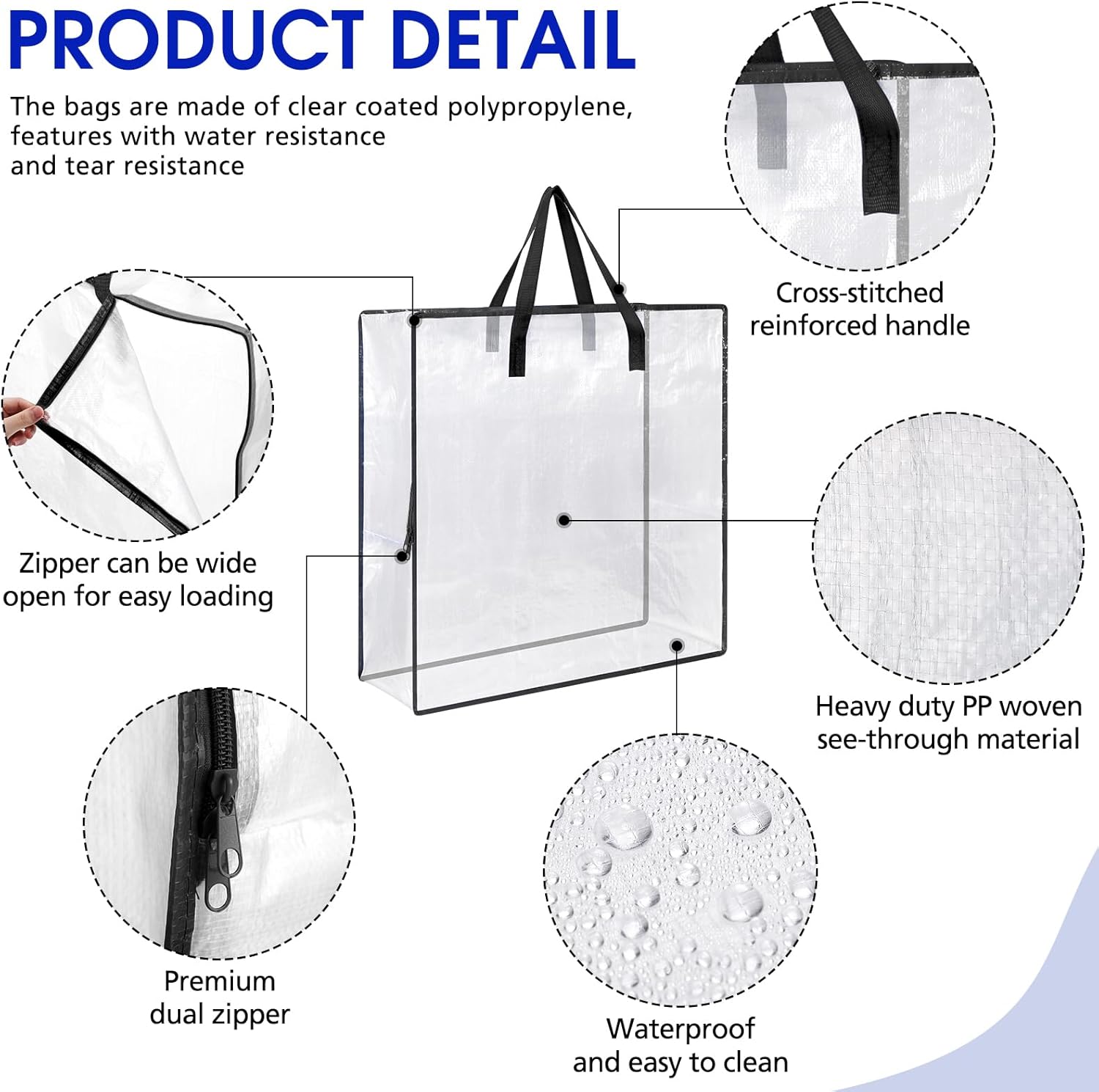 8 Pcs Clear Storage Bags with Handle and Zipper