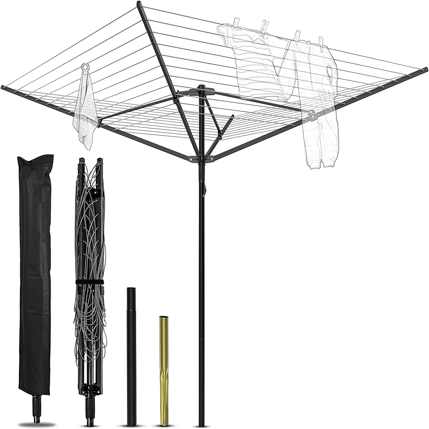 Nisorpa Outdoor Umbrella Drying Rack with 165 Feet Clothesline