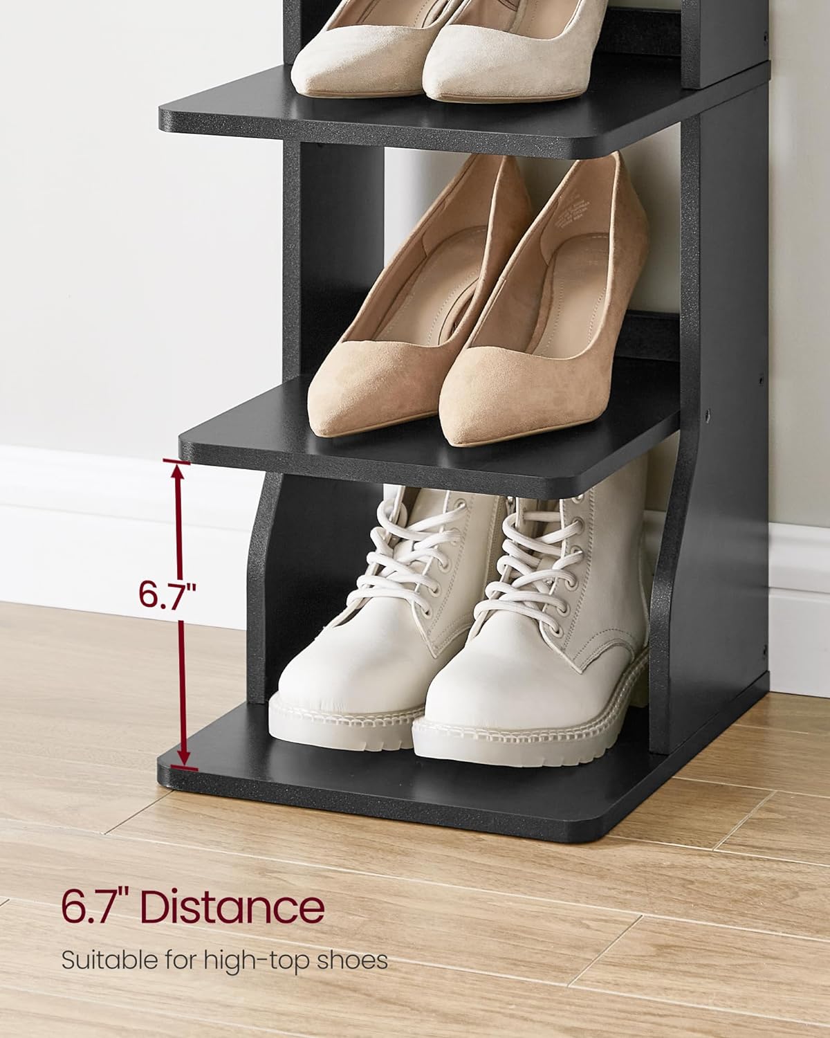 VASAGLE 7 Tier Vertical Shoe Rack Black