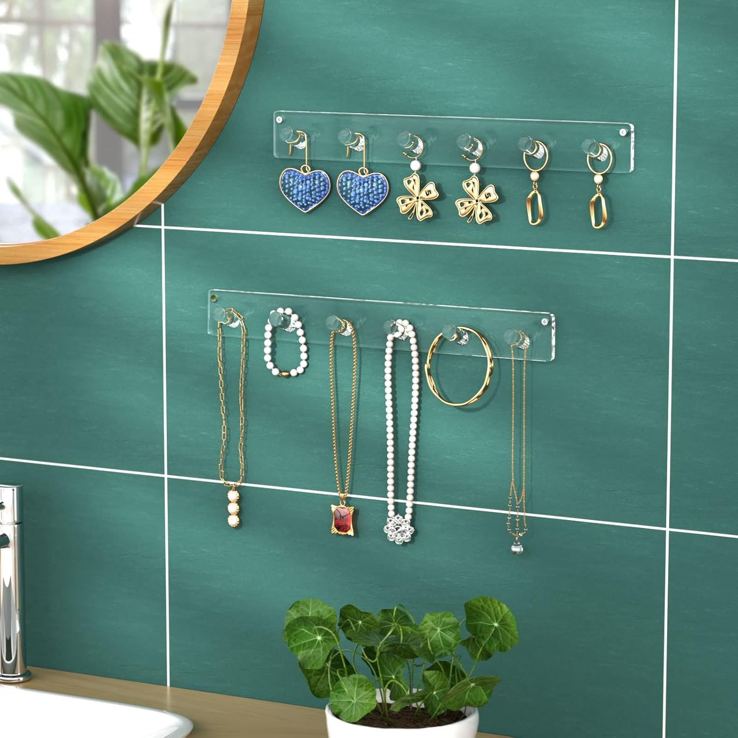 NIUBEE Wall Mounted Jewelry Stand Organizer 2 Pack