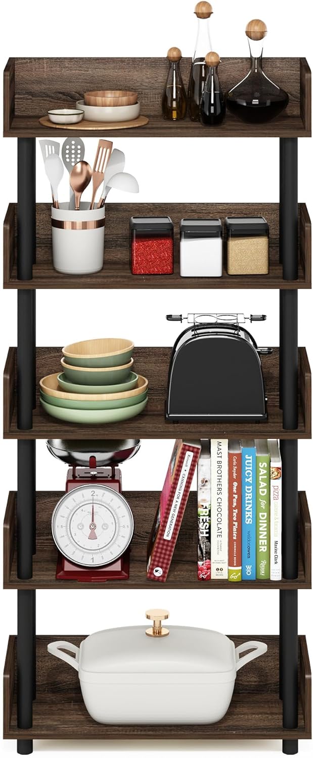Furinno 5-Tier Toolless Display Rack Walnut