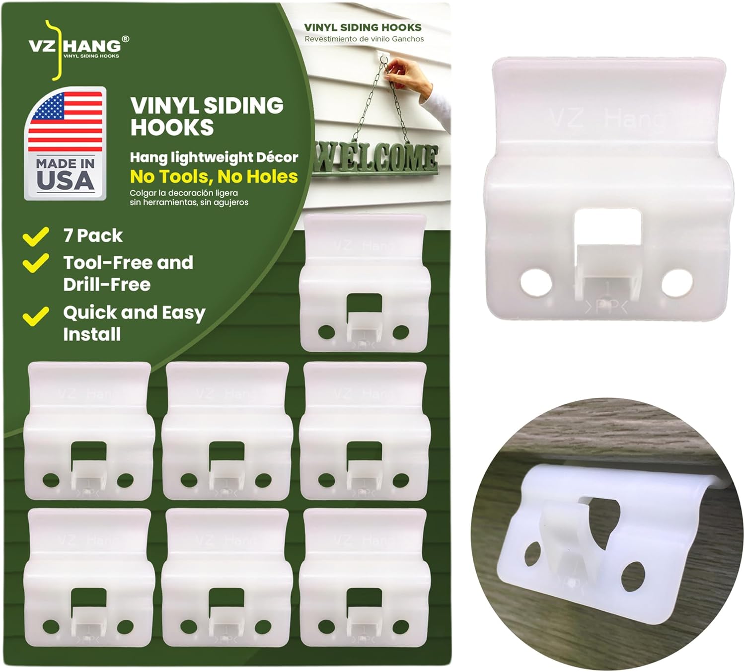 Vinyl Siding Hooks 7 Pack No Hole Outdoor Use
