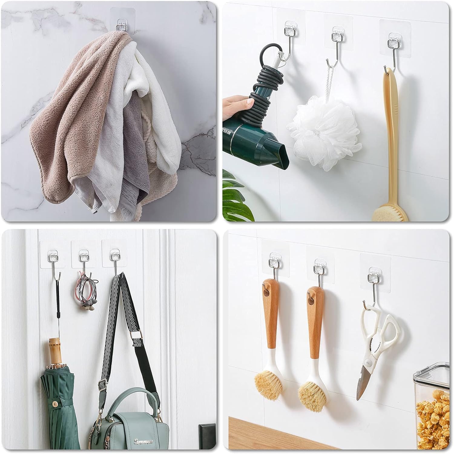 Heavy Duty Adhesive Hooks 8-Pack for 44lbs Max