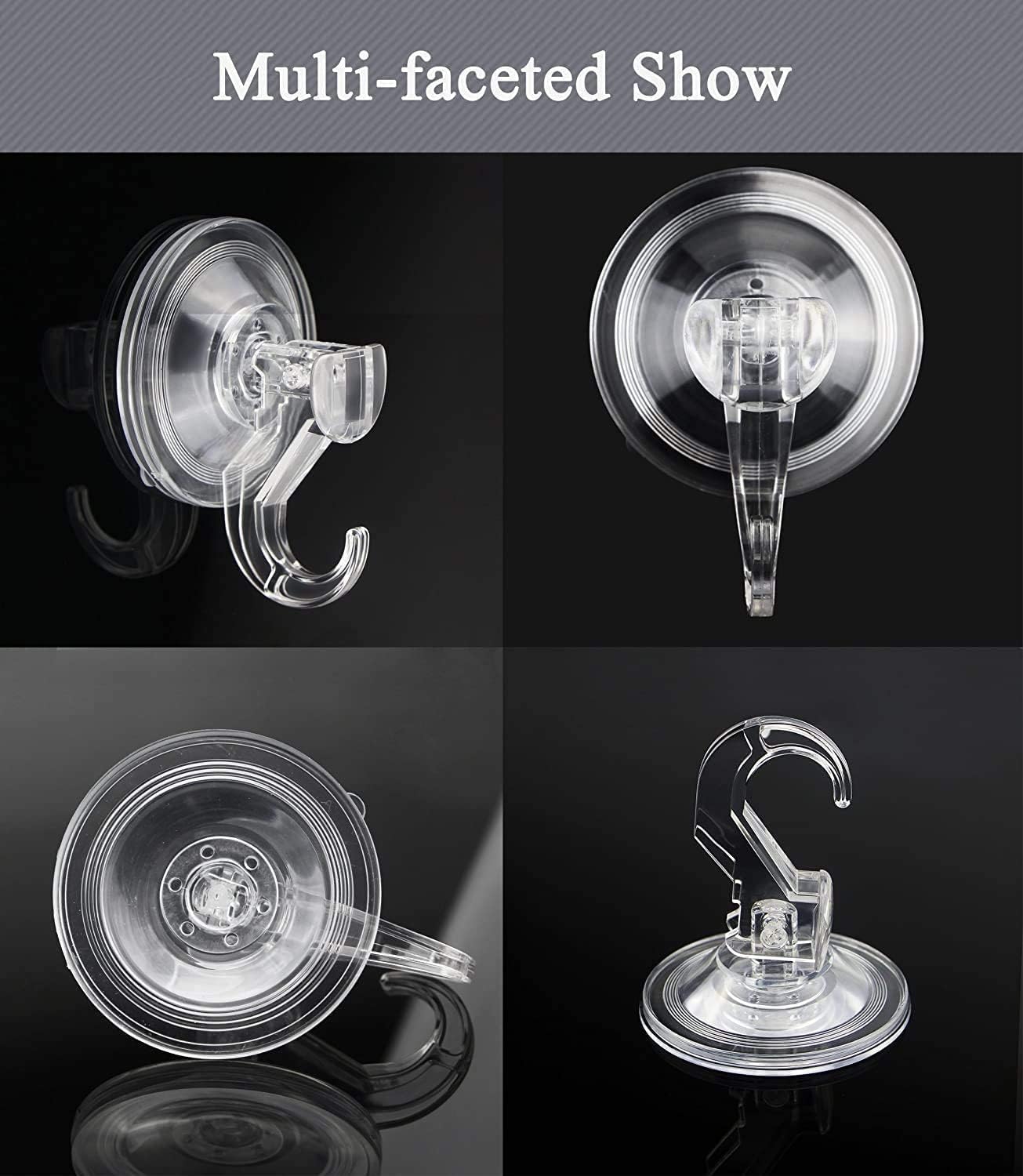 Quntis Wreath Hanger 6 Pack - Clear Suction Cup Hooks