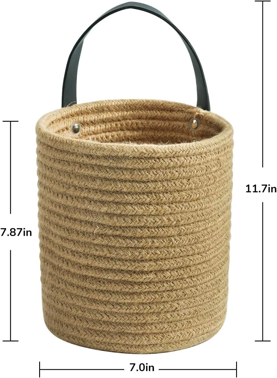 Goodpick 2 Pack Jute Hanging Basket - Small Woven Wall Plant Decor Set