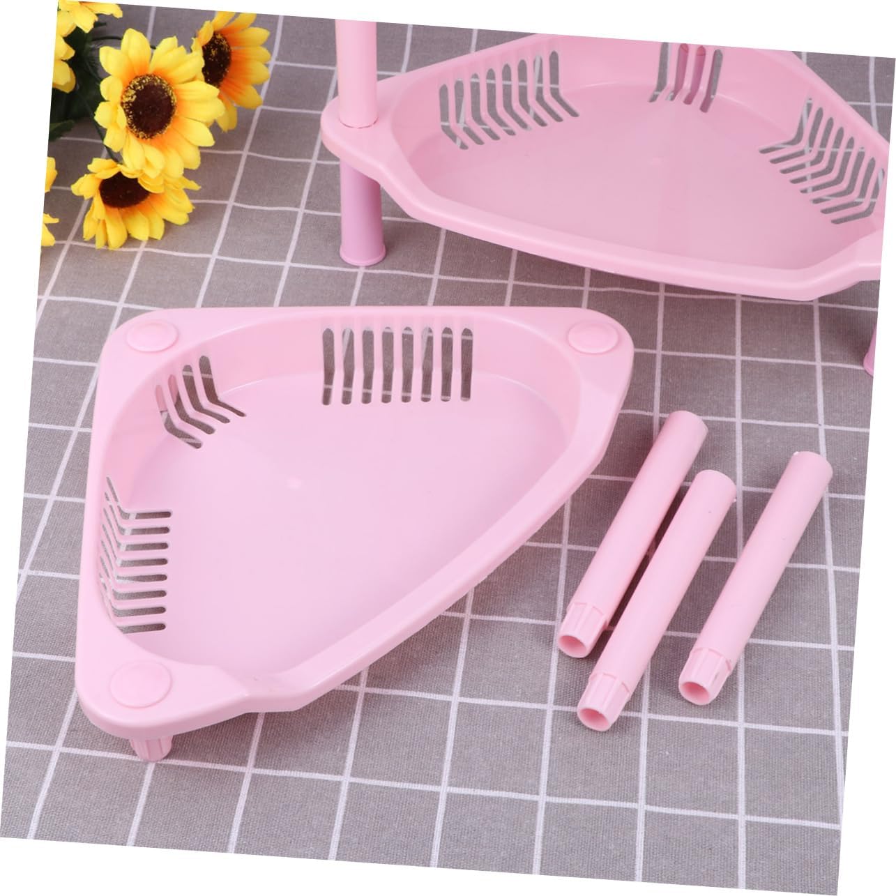 Pink Plastic Corner Shelf Organizer for Home Kitchen and Bathroom Storage