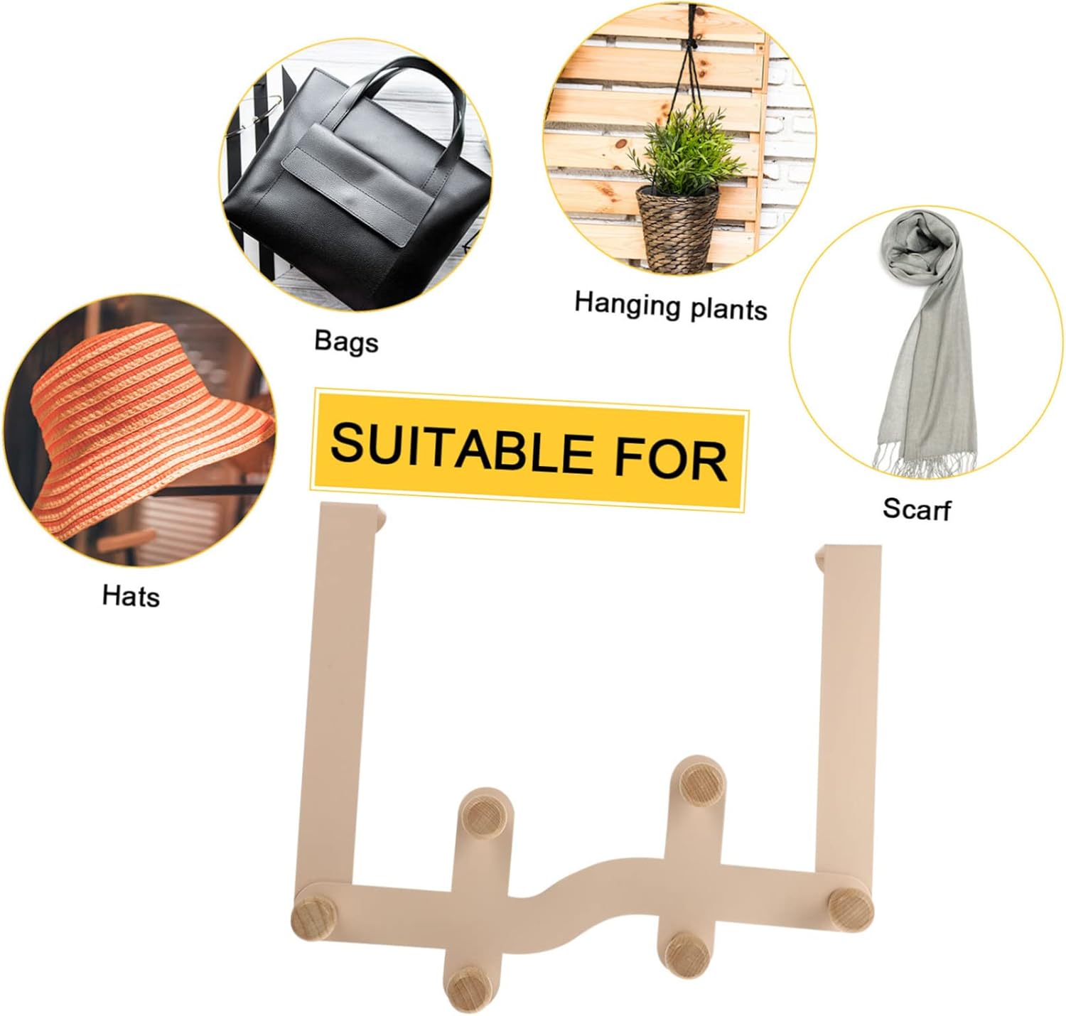 Wooden Door Hooks for Hanging Storage and Organization