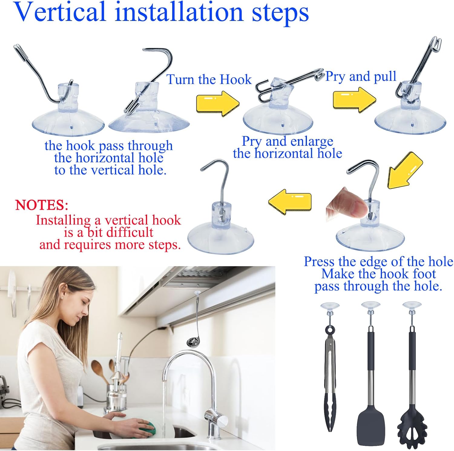 Clear PVC Suction Cups Hooks for Home Organization 6PCS