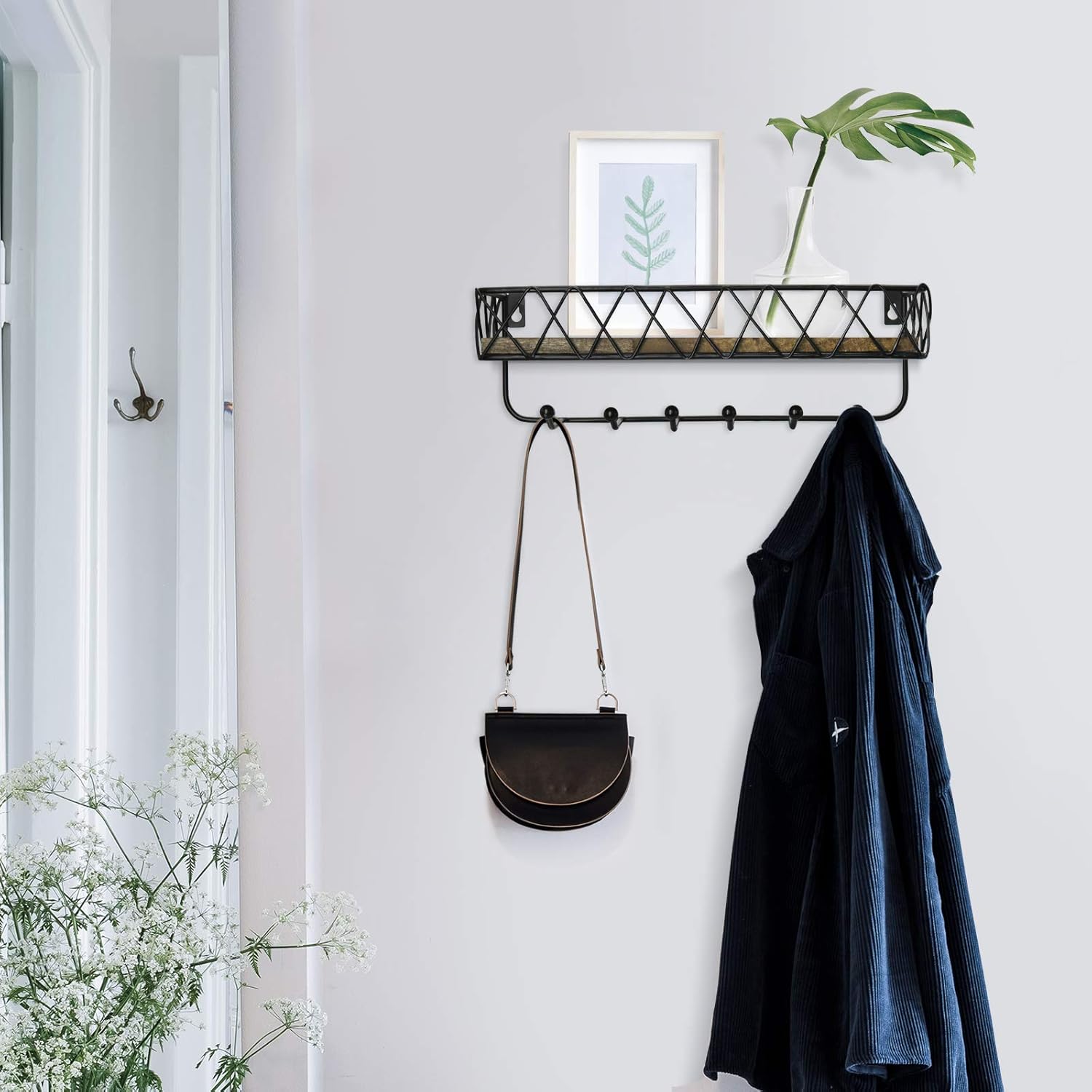 Wall Mounted Key and Mail Holder with Shelf